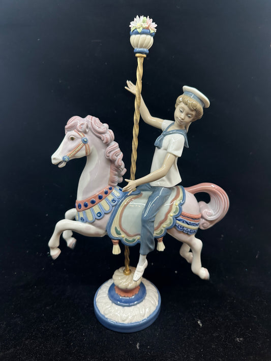 Lladro Boy on Carousel Horse Figurine #1470 (NSESQL)