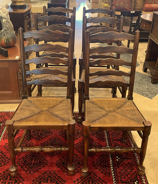 Set of 6 Oak Rush Ladderback Dining Chairs (TAACA4)