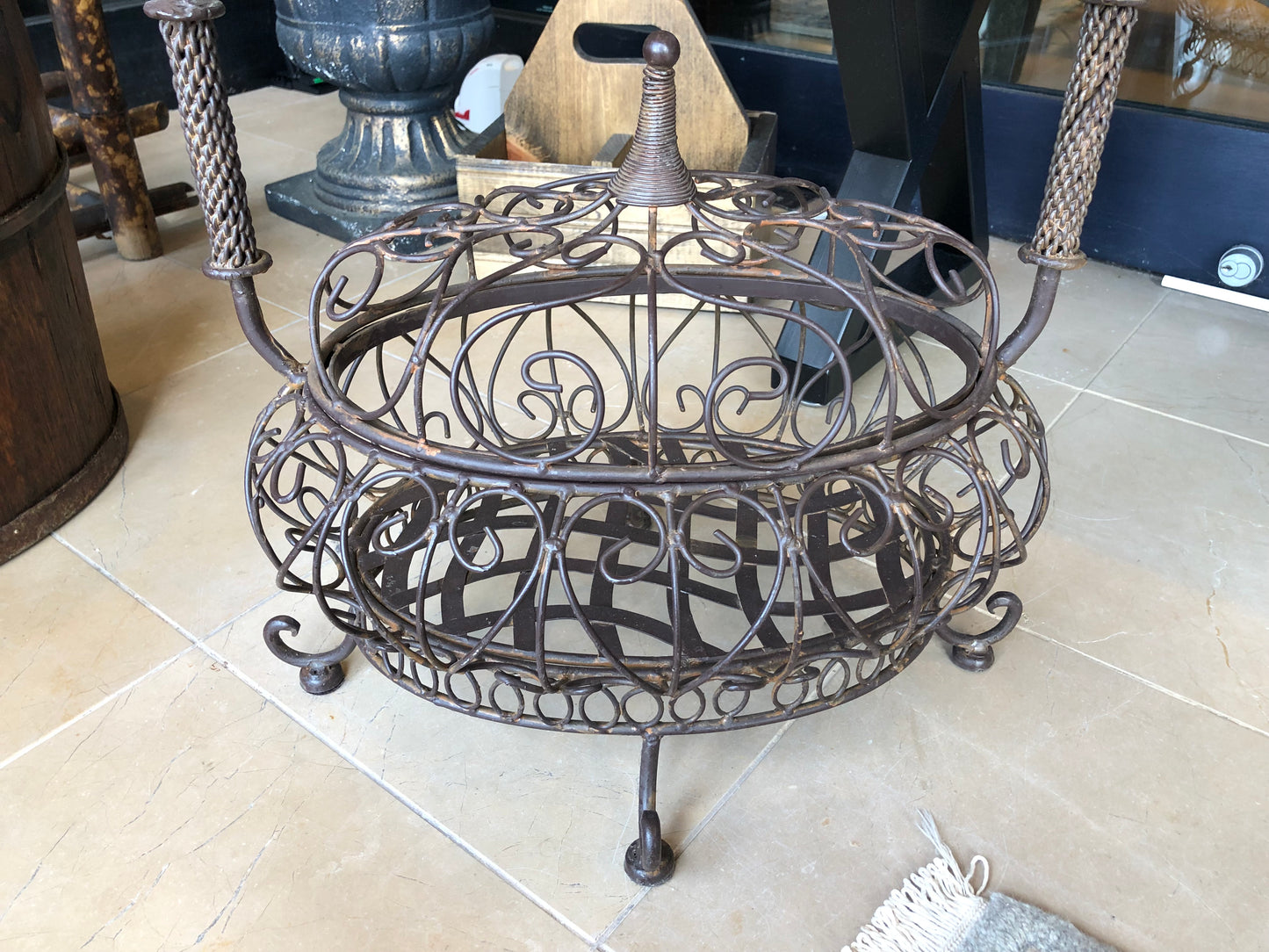 Vintage French Two Tiered Wire Work Fruit Basket (27519)