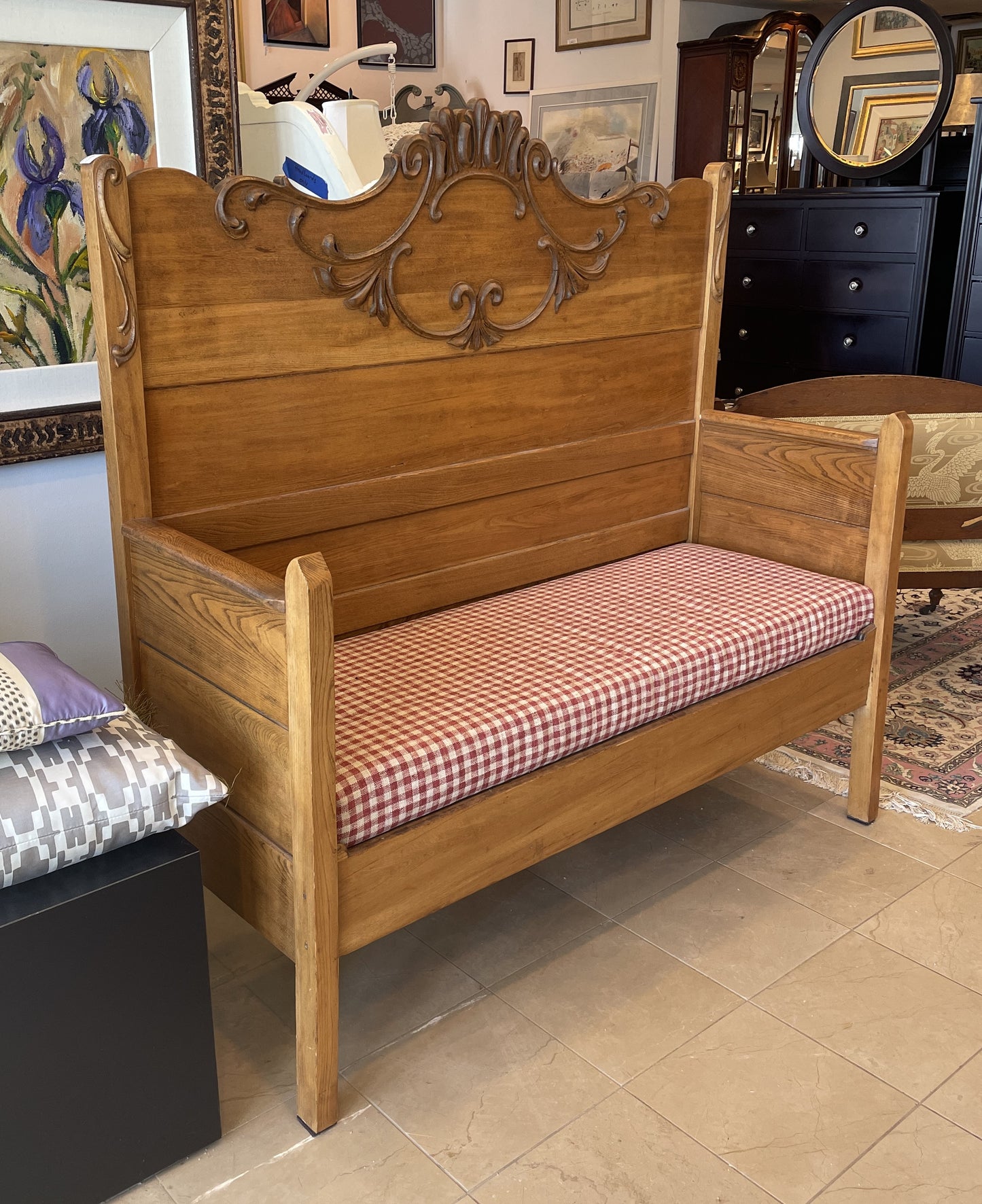 Custom Early American Oak Bench (0B7001)