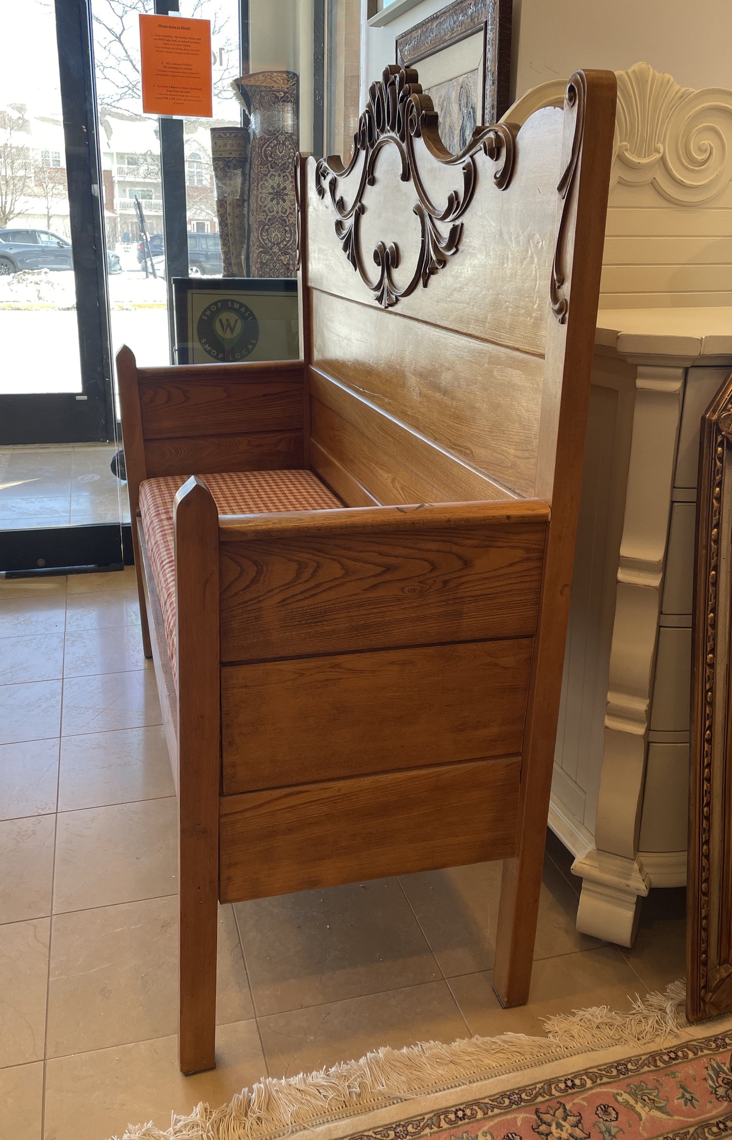 Custom Early American Oak Bench (0B7001)