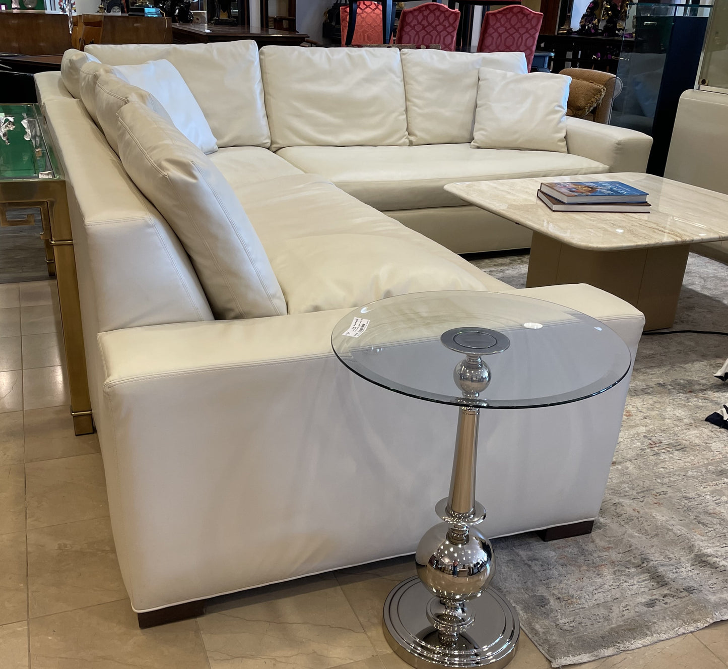 Lee Industries White Leather Sectional (U4FQ14)