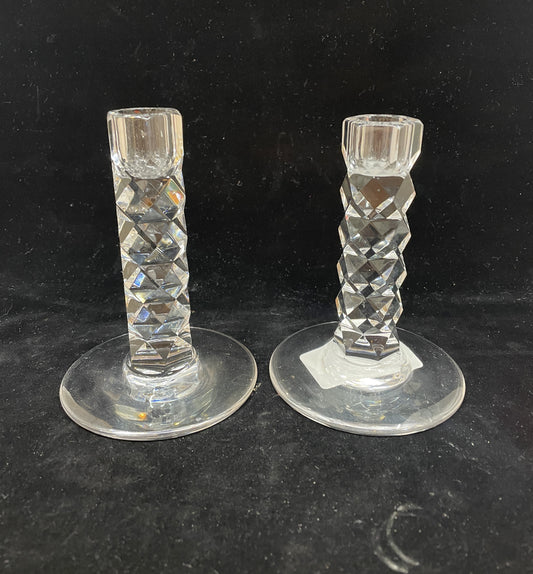 Pair of Orrefors Faceted Candlesticks (0B500R)