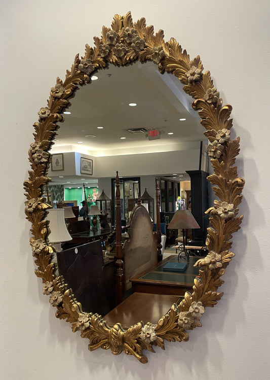 Oval Floral Carved and Gilded Mirror (0B5004)