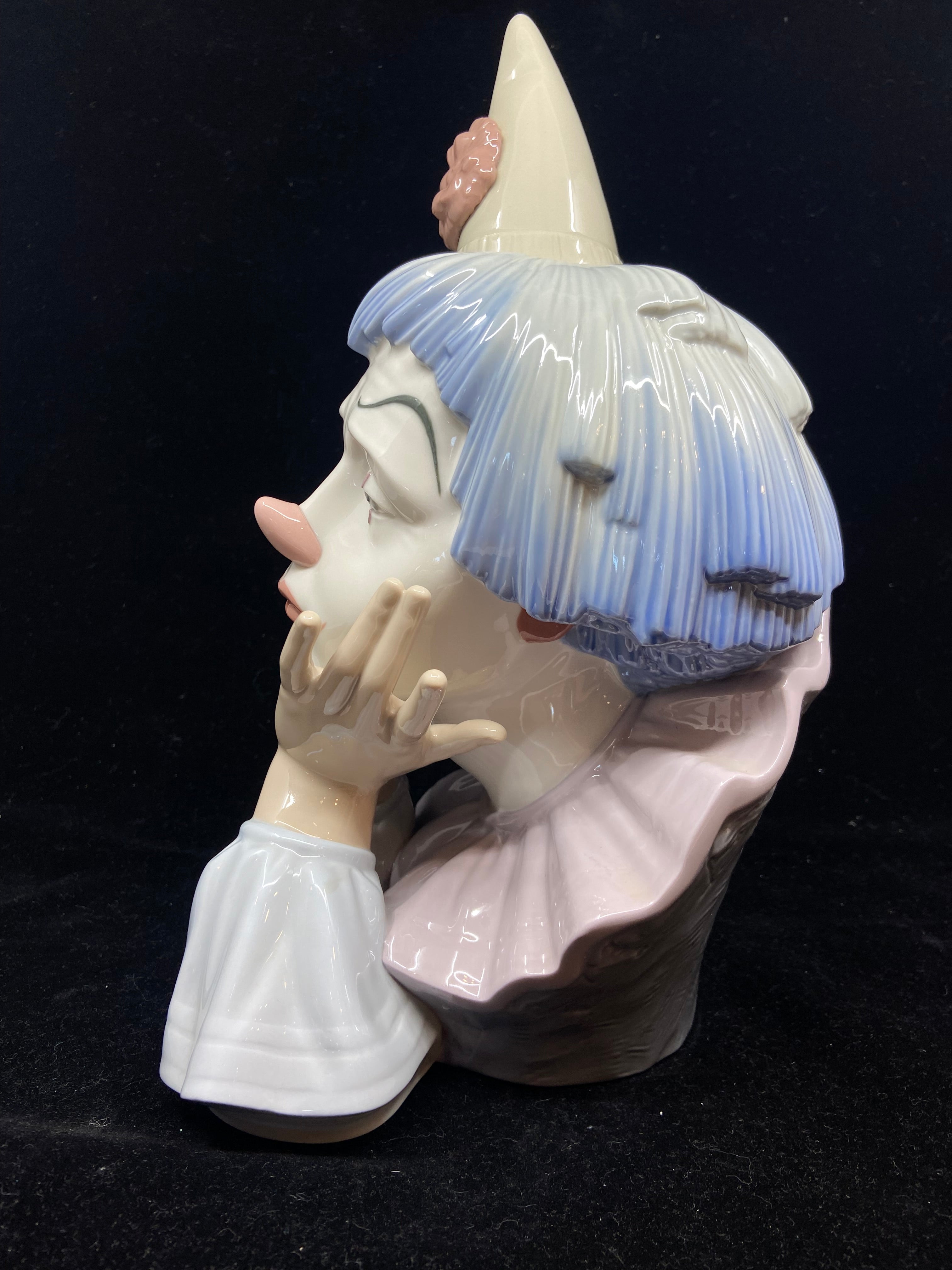 Vintage Lladro Sad Clown Daisa Spain 5129 shops Bust Head Jester Porcelain Figure 12