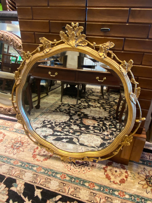 Decorative Arts Gilded Oak Leaf Round Mirror (UPJTHV)