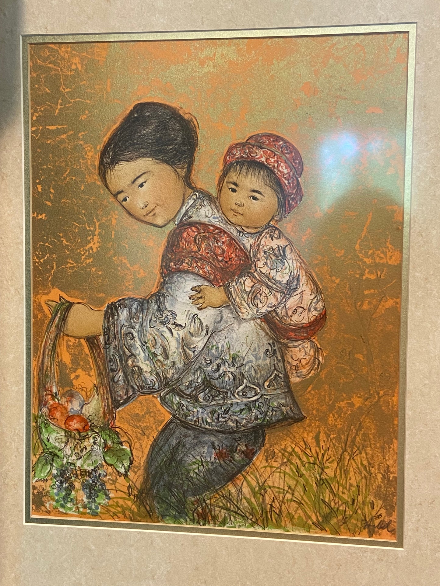 Mother An Child Lithograph by Edna Hibel (YBG4WE)