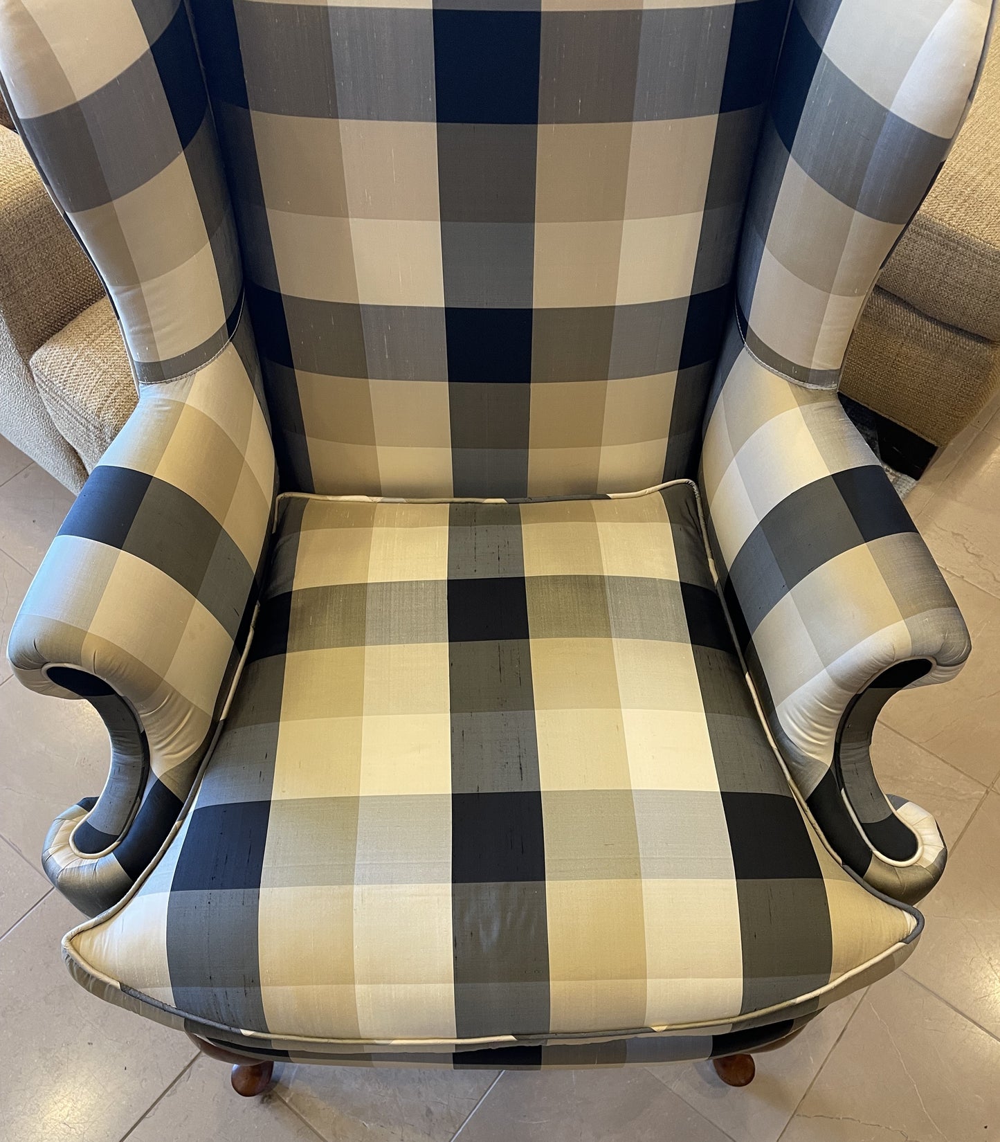 Plaid & Silk Wingback Chair (8V8CU8)