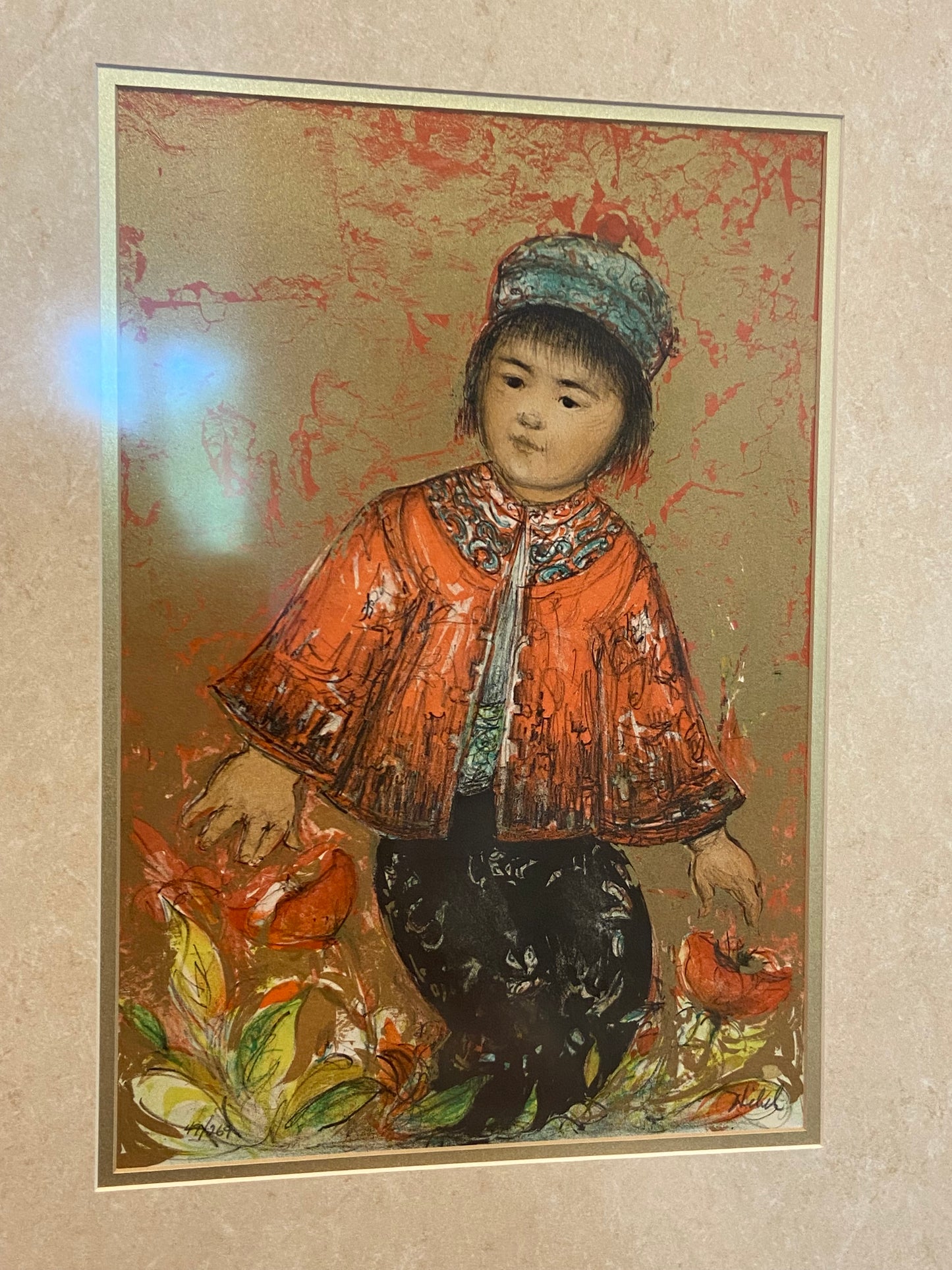 Asian Child Lithograph by Edna Hibel (55GLCE)