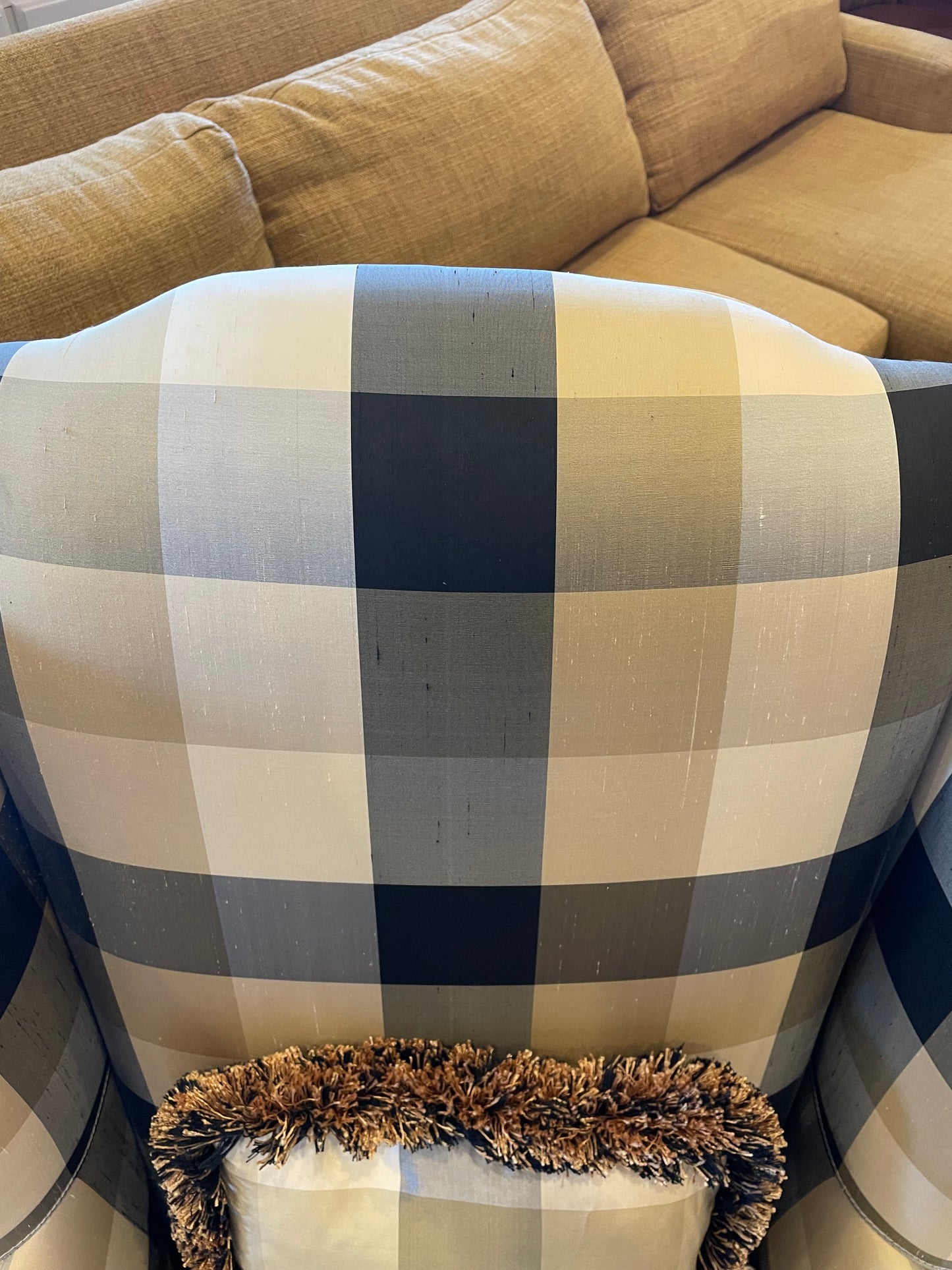 Plaid & Silk Wingback Chair (8V8CU8)