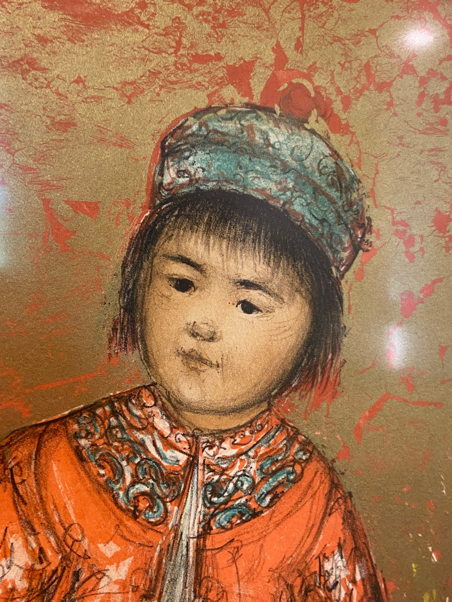 Asian Child Lithograph by Edna Hibel (55GLCE)