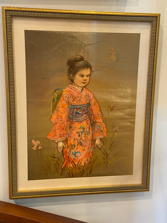Asian Child Lithograph by Edna Hibel (7TZFS2)