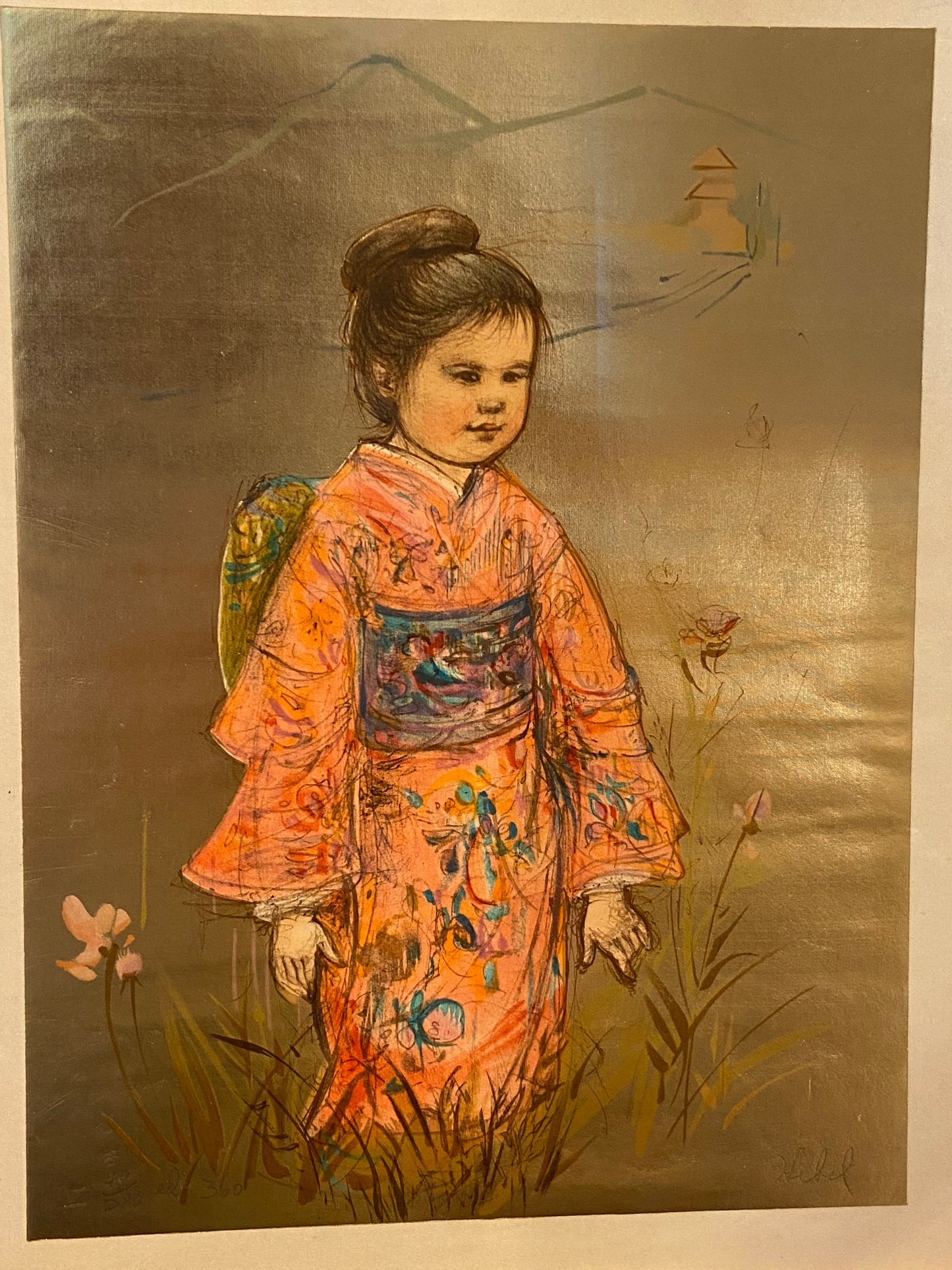 Asian Child Lithograph by Edna Hibel (7TZFS2)