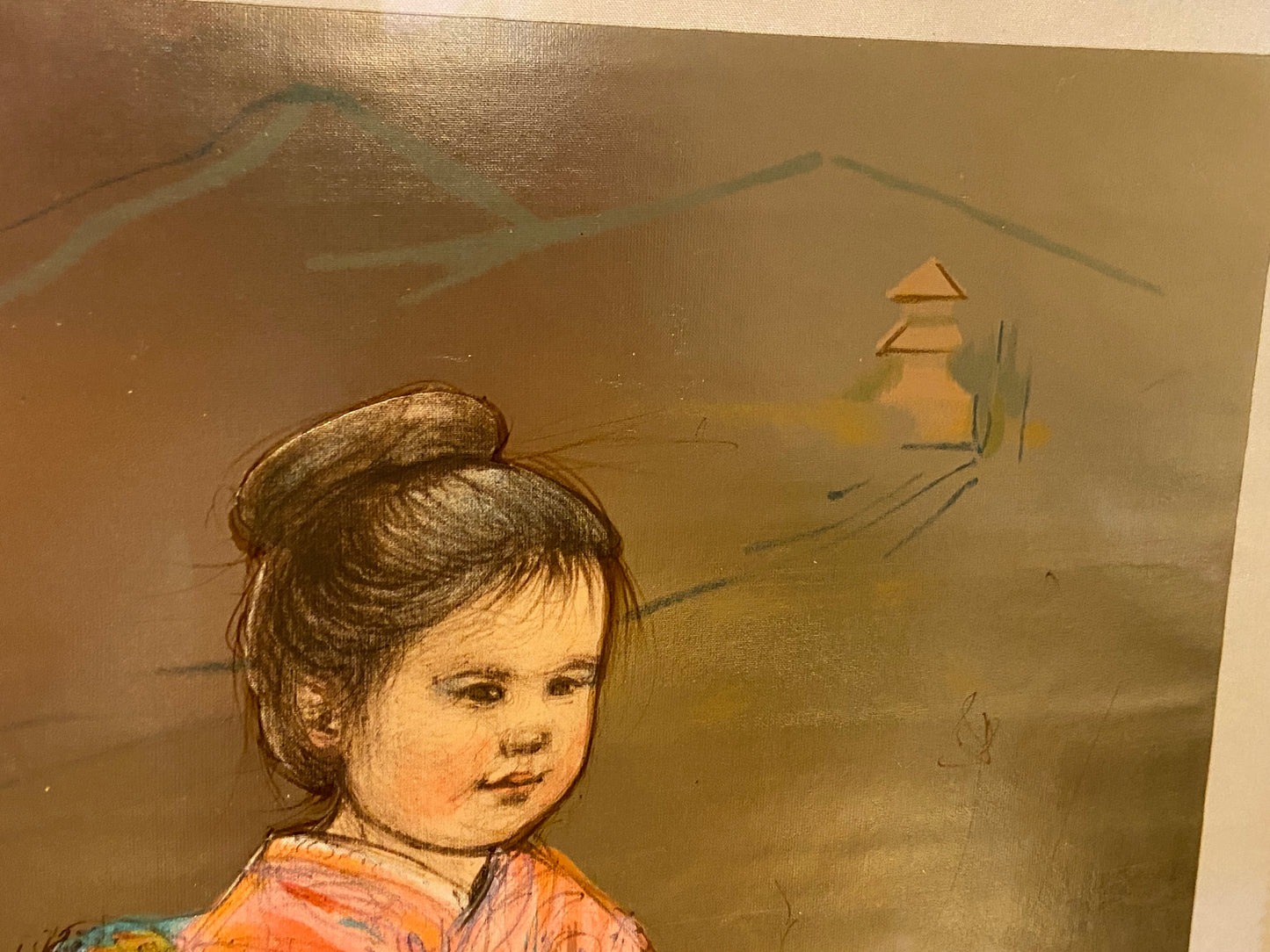 Asian Child Lithograph by Edna Hibel (7TZFS2)