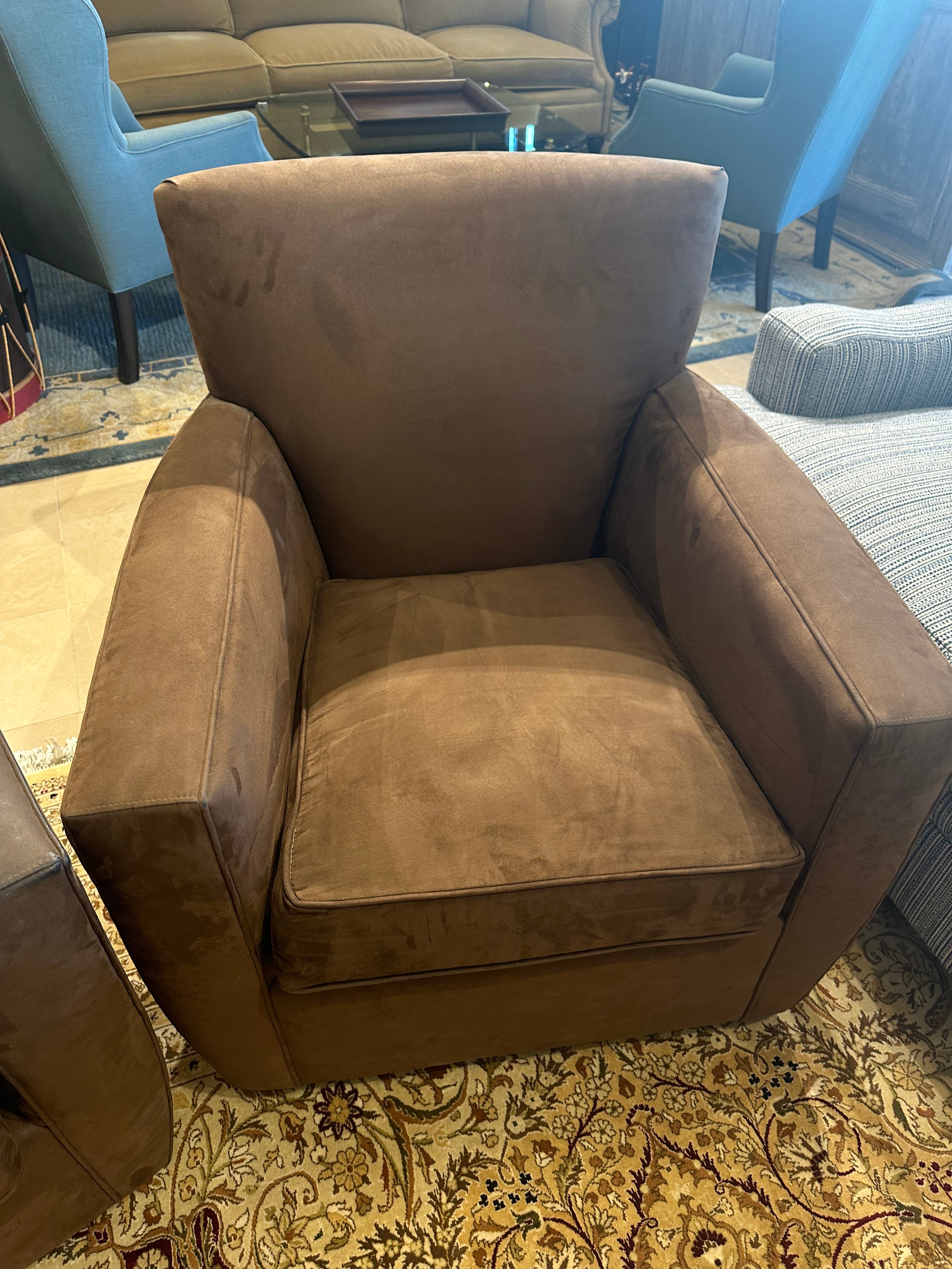 Crate and Barrel Brown Suede Swivel Chair The Perfect Thing