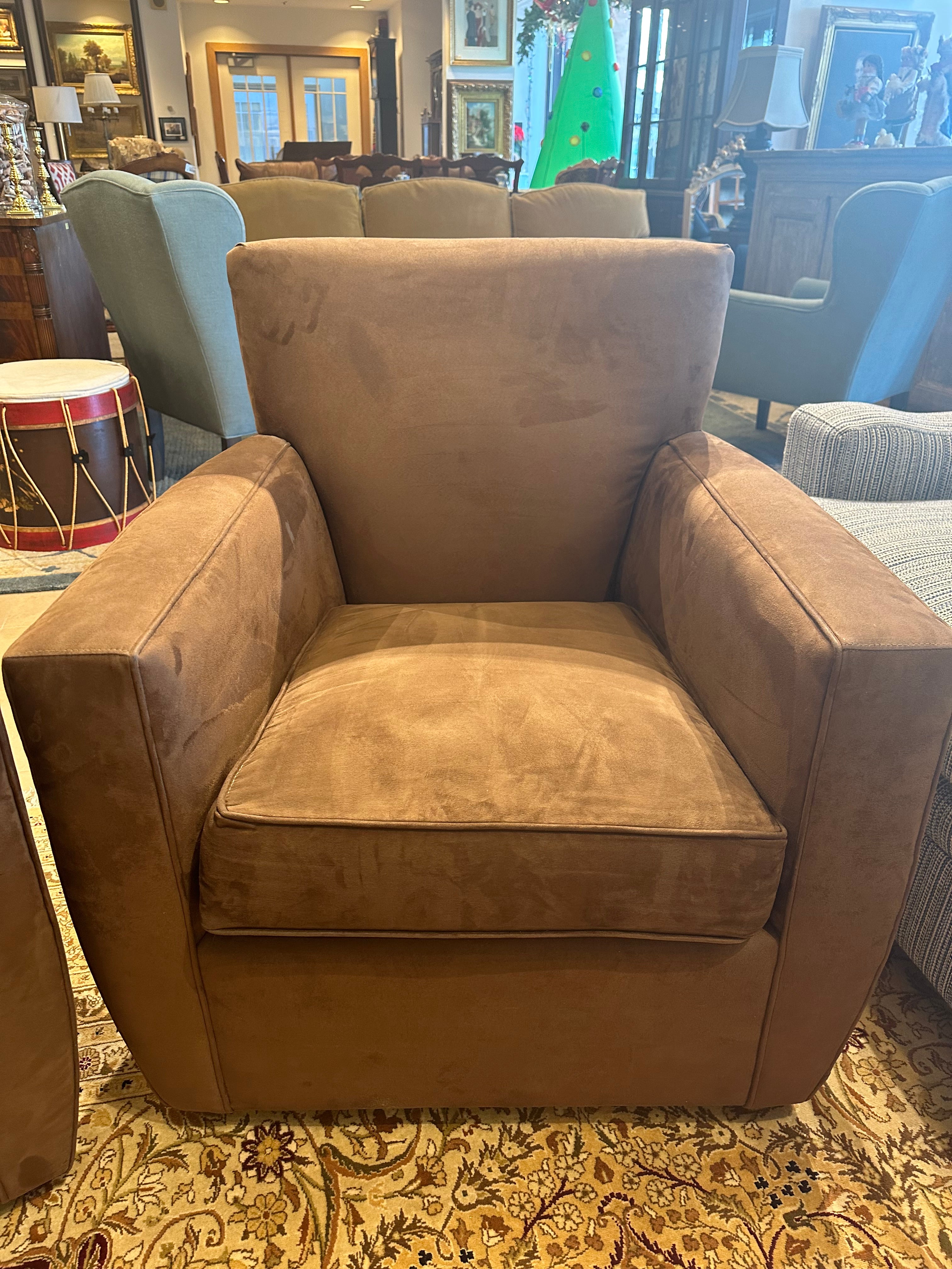 Crate and Barrel Brown Suede Swivel Chair The Perfect Thing