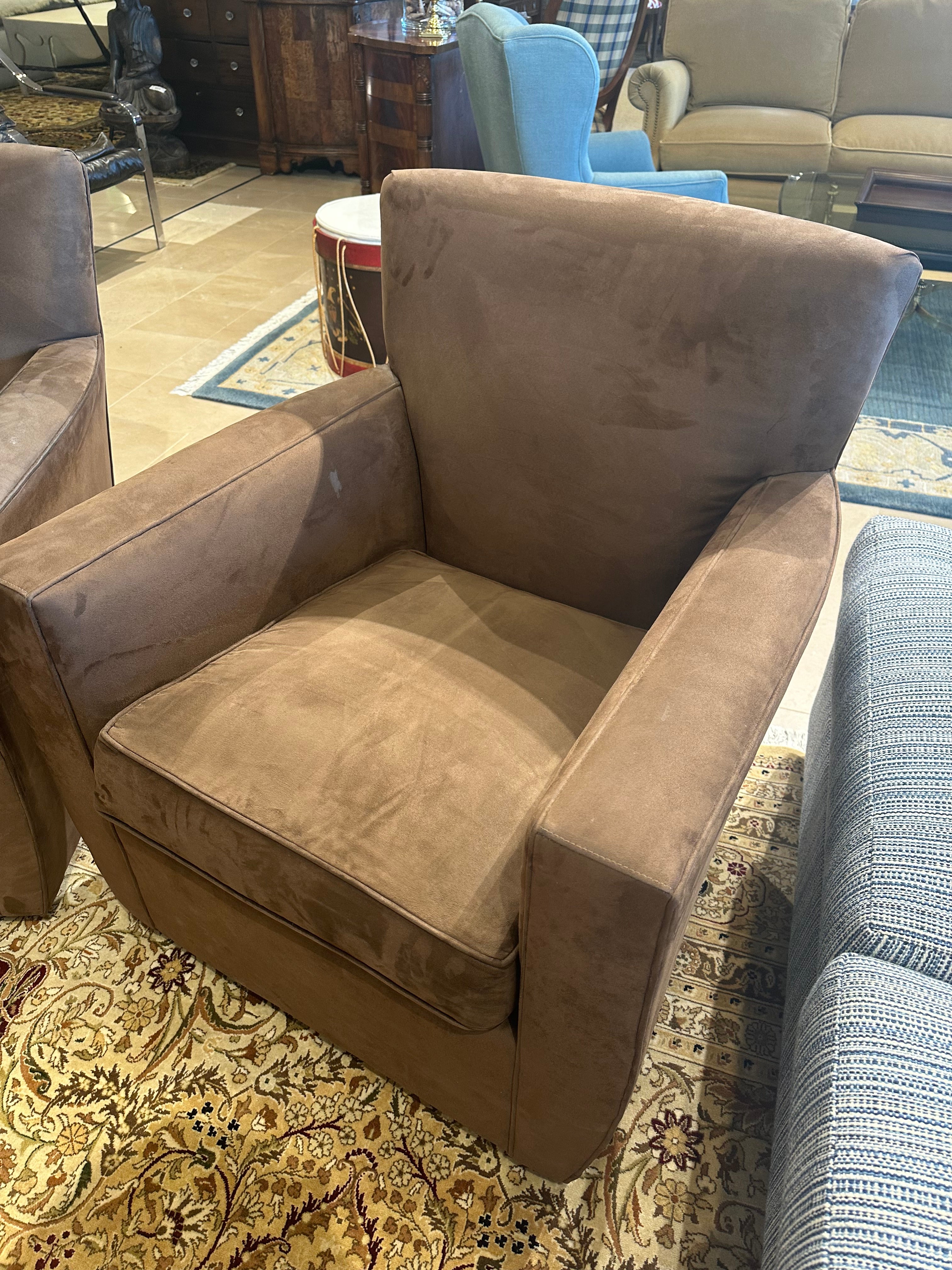 Crate and Barrel Brown Suede Swivel Chair The Perfect Thing