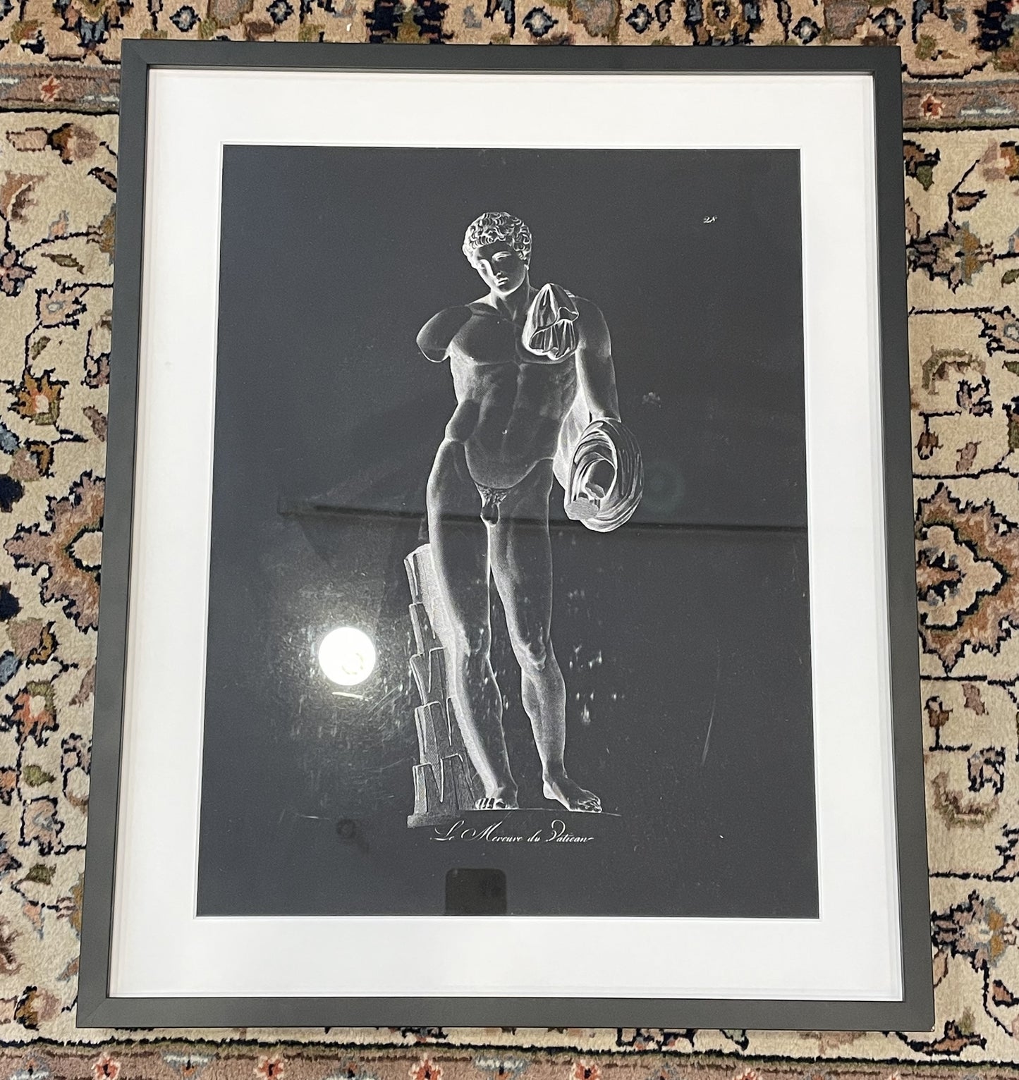 Restoration Hardware "Engraving of Greek Male Nude 2 - Black" Print (J6L9EG)