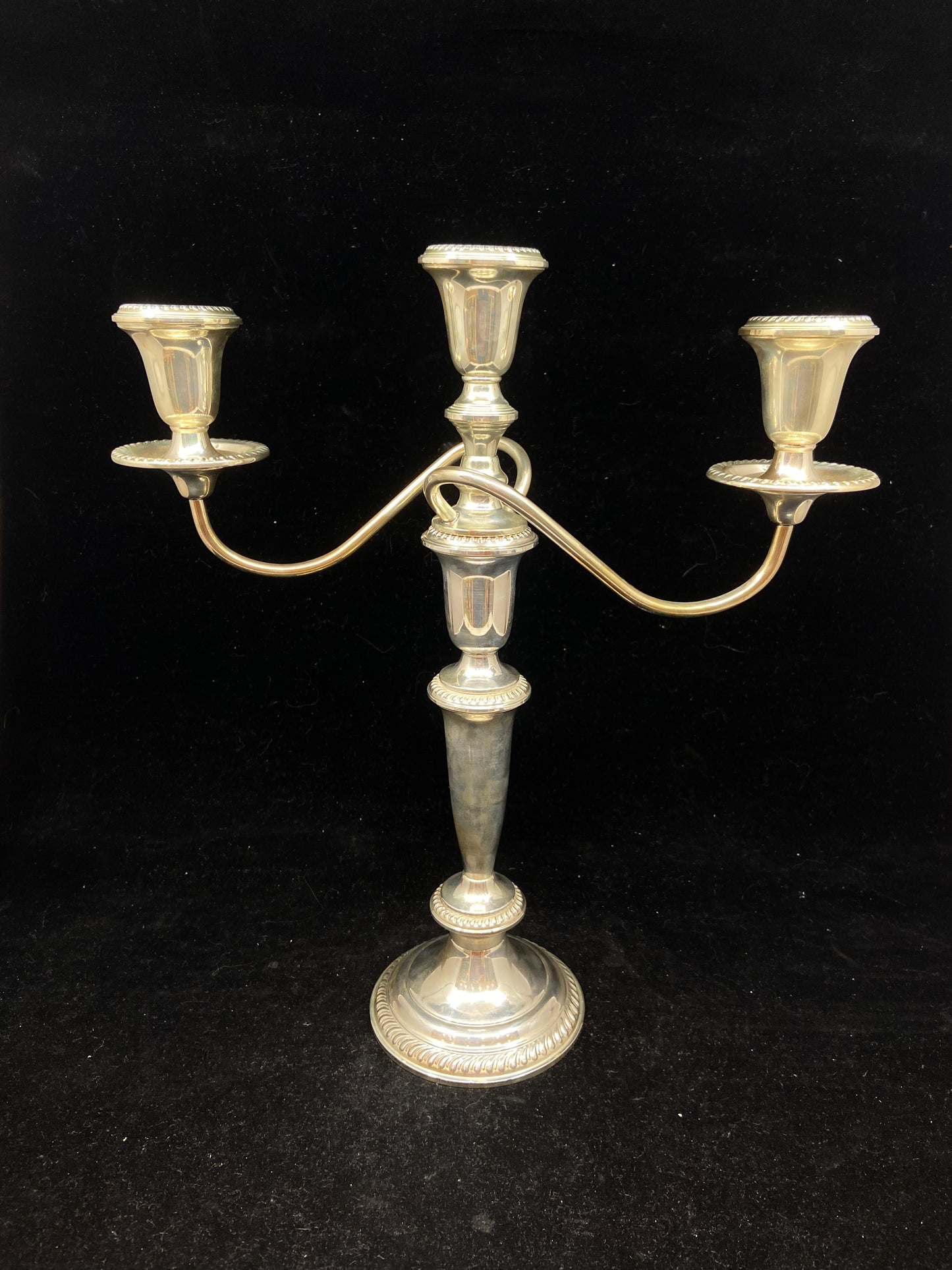 Set of Three Candelabra Weighted Sterling Silver Candle Holders (26767)