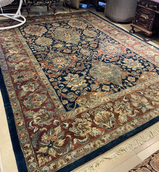 Hand Knotted Indo Caucasian Heriz Style Rug (9x12) (0BZ01L)