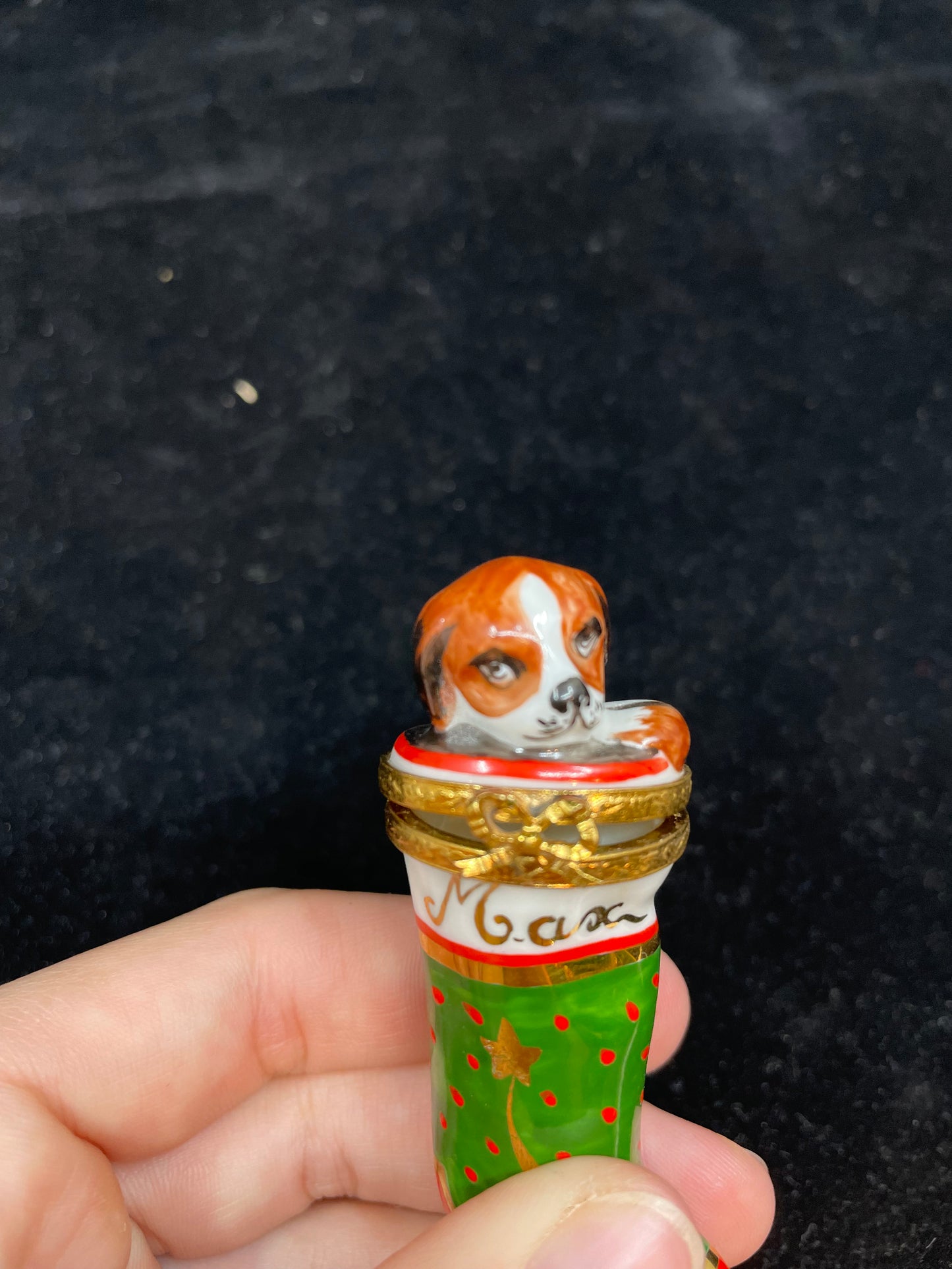 Limoges Stocking with Puppy Trinket Box (HNPXHJ)