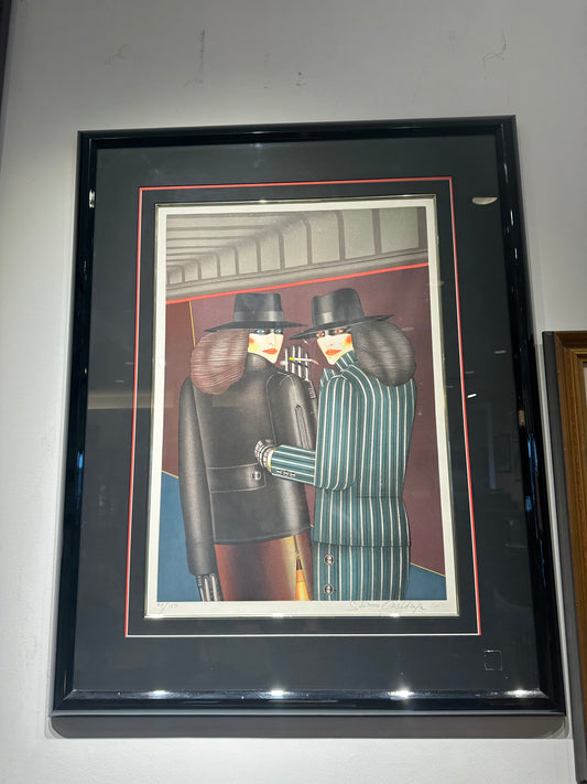 Shimon Okshteyn Framed Signed Lithograph "Partners/La Couple" 74/150