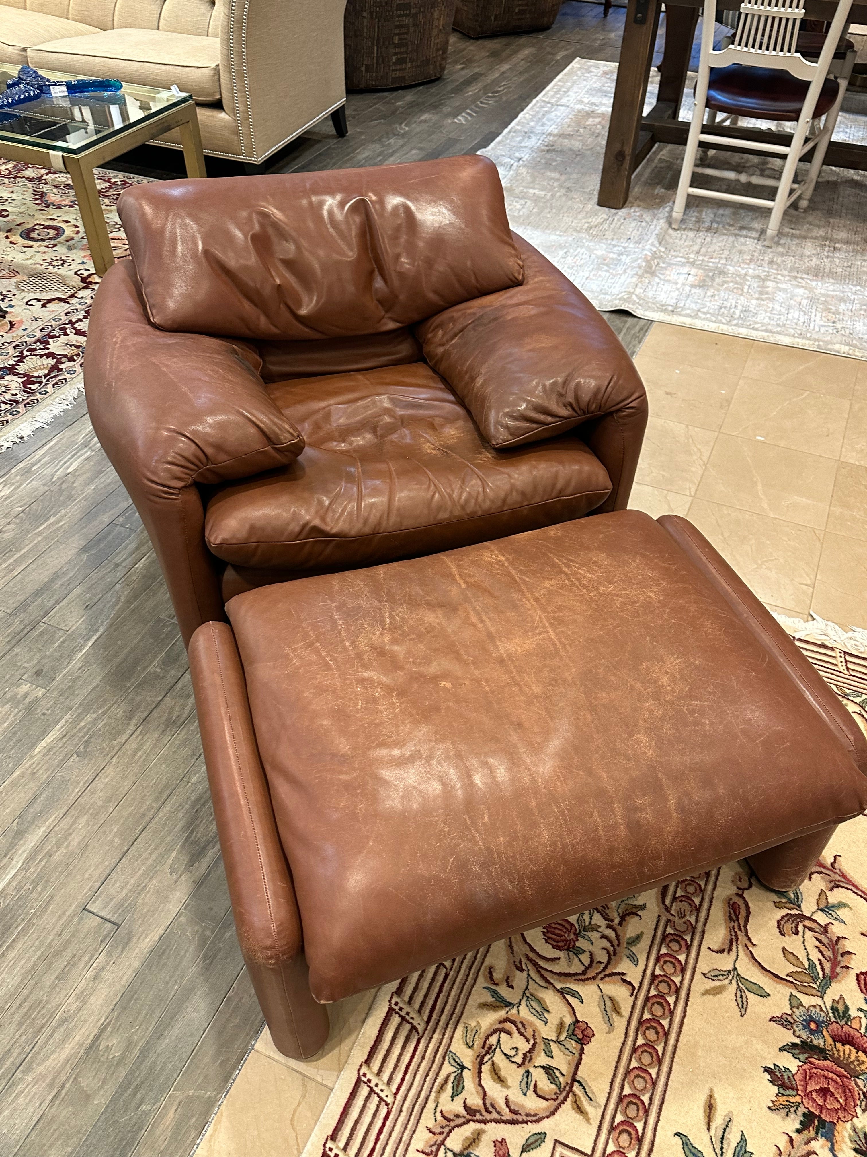 Leather couch discount chair and ottoman