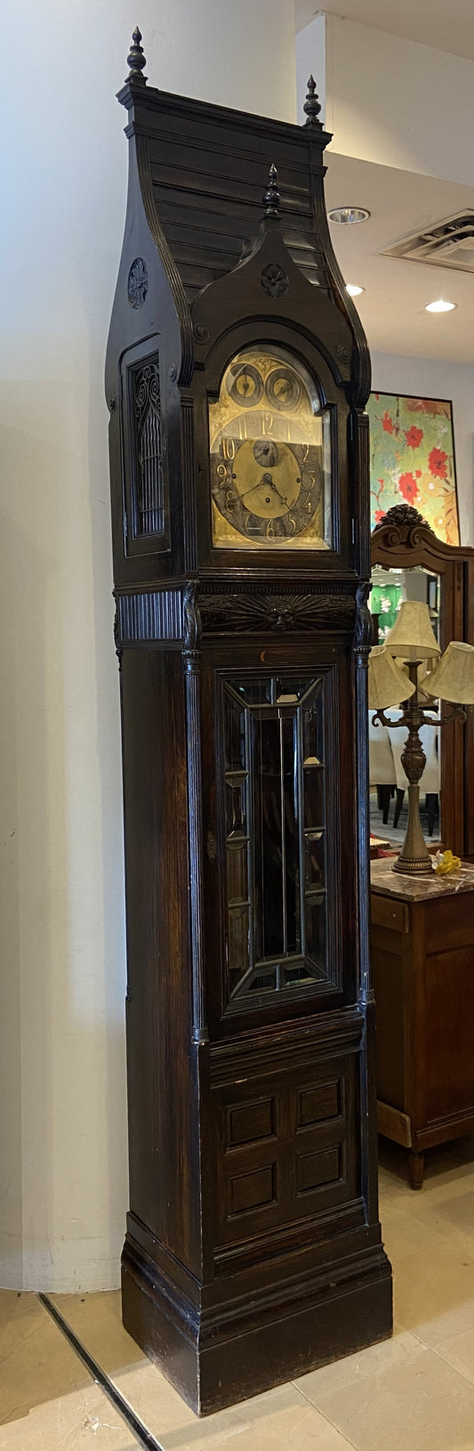 French Bell and Chime Gothic Grandfather Clock (C5RYTU)