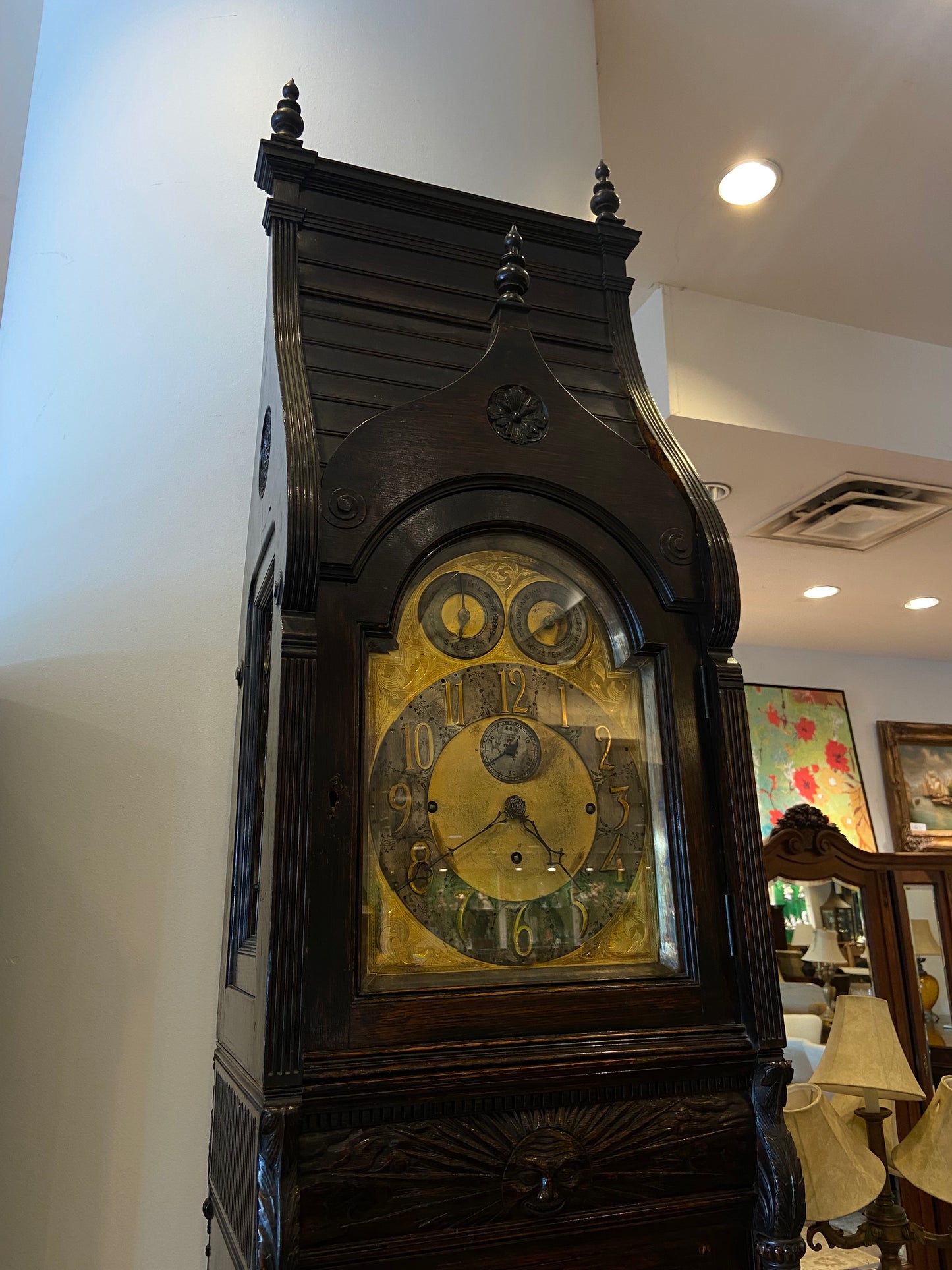 French Bell and Chime Gothic Grandfather Clock (C5RYTU)