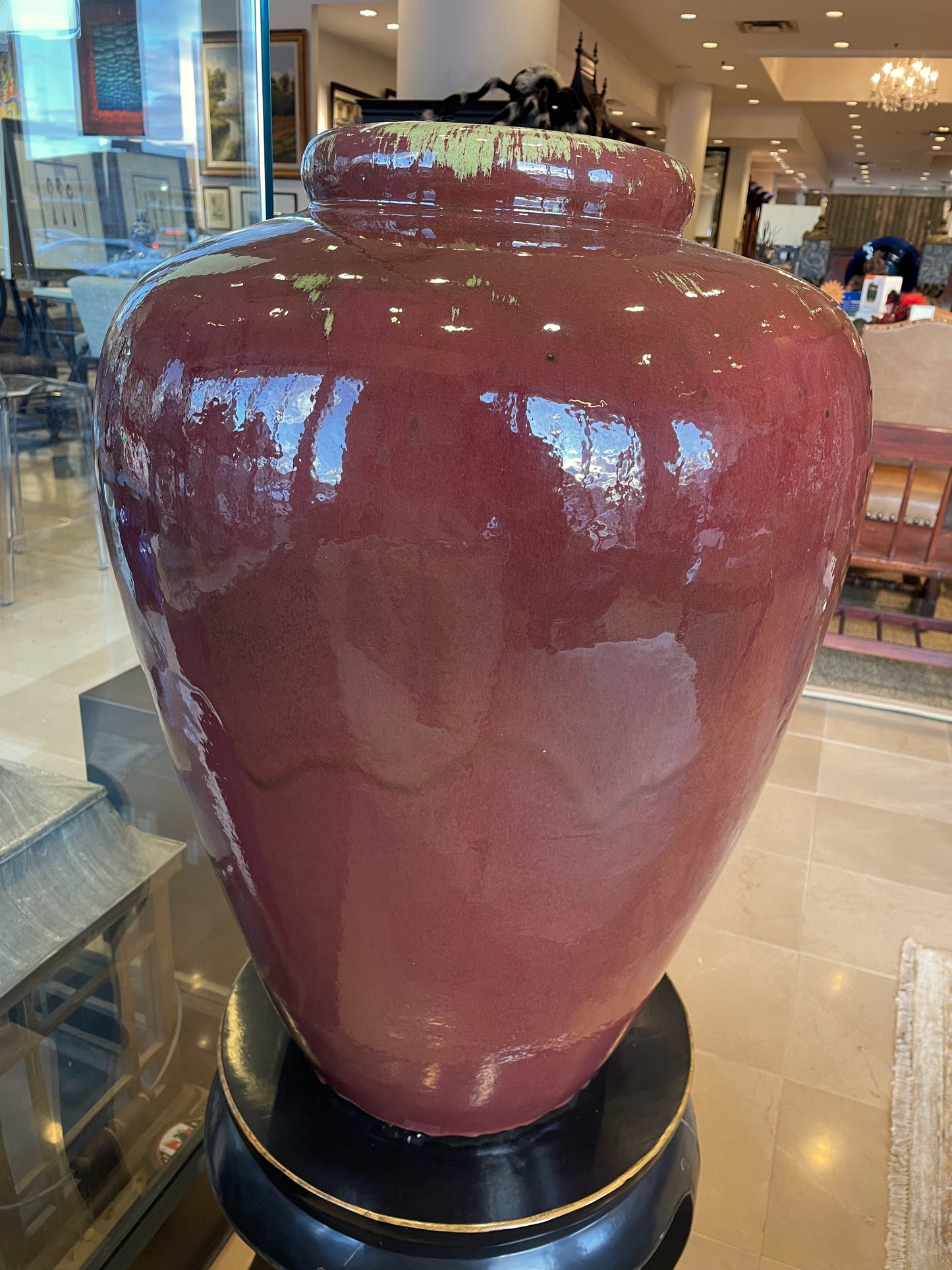 Pair of Large Oxblood Urns (S6Q5TU)