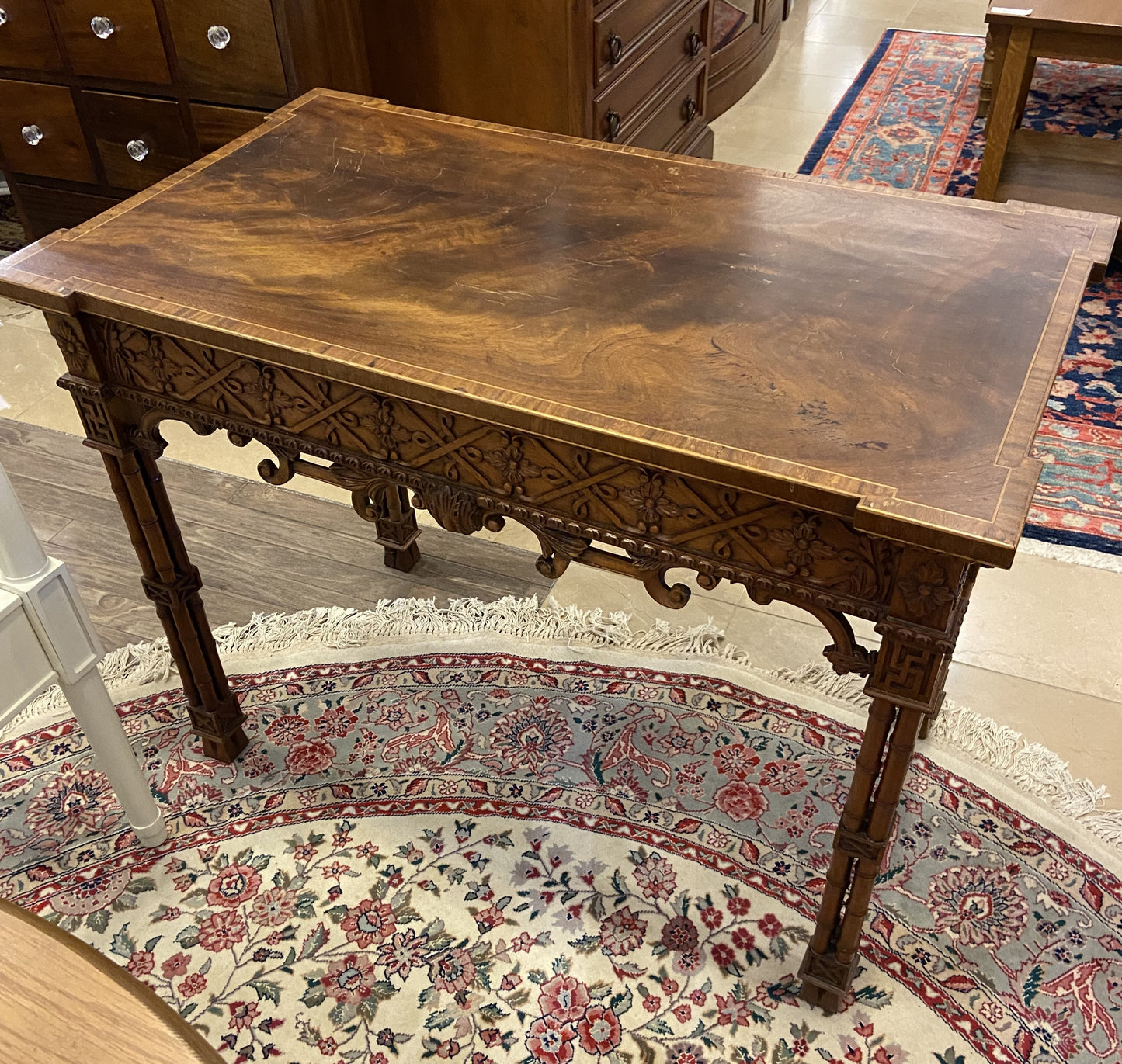 Antique 1800s Chinese Chippendale Desk/Console (LS1W8B)