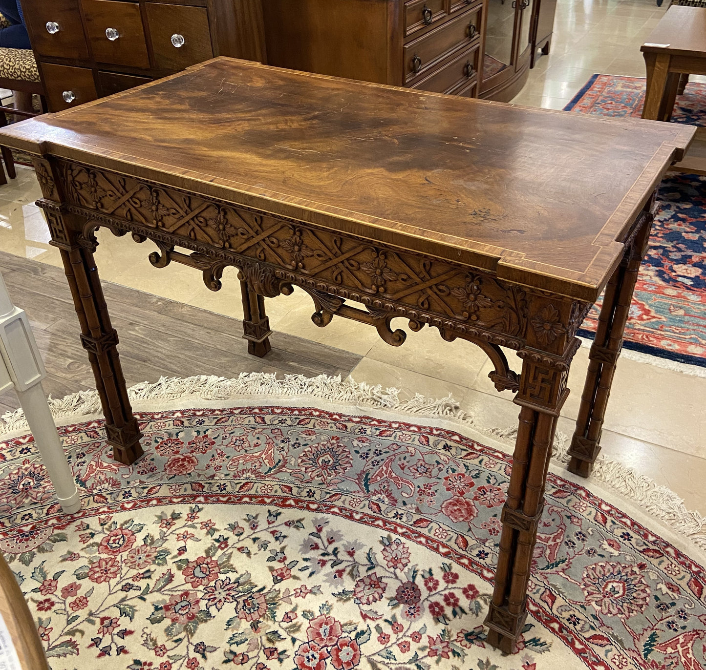 Antique 1800s Chinese Chippendale Desk/Console (LS1W8B)