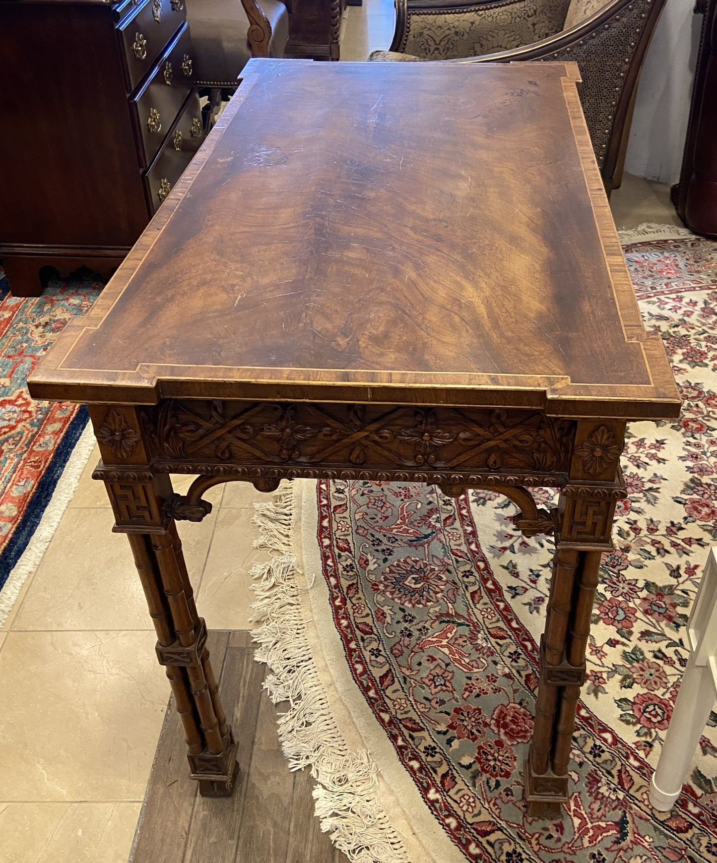 Antique 1800s Chinese Chippendale Desk/Console (LS1W8B)