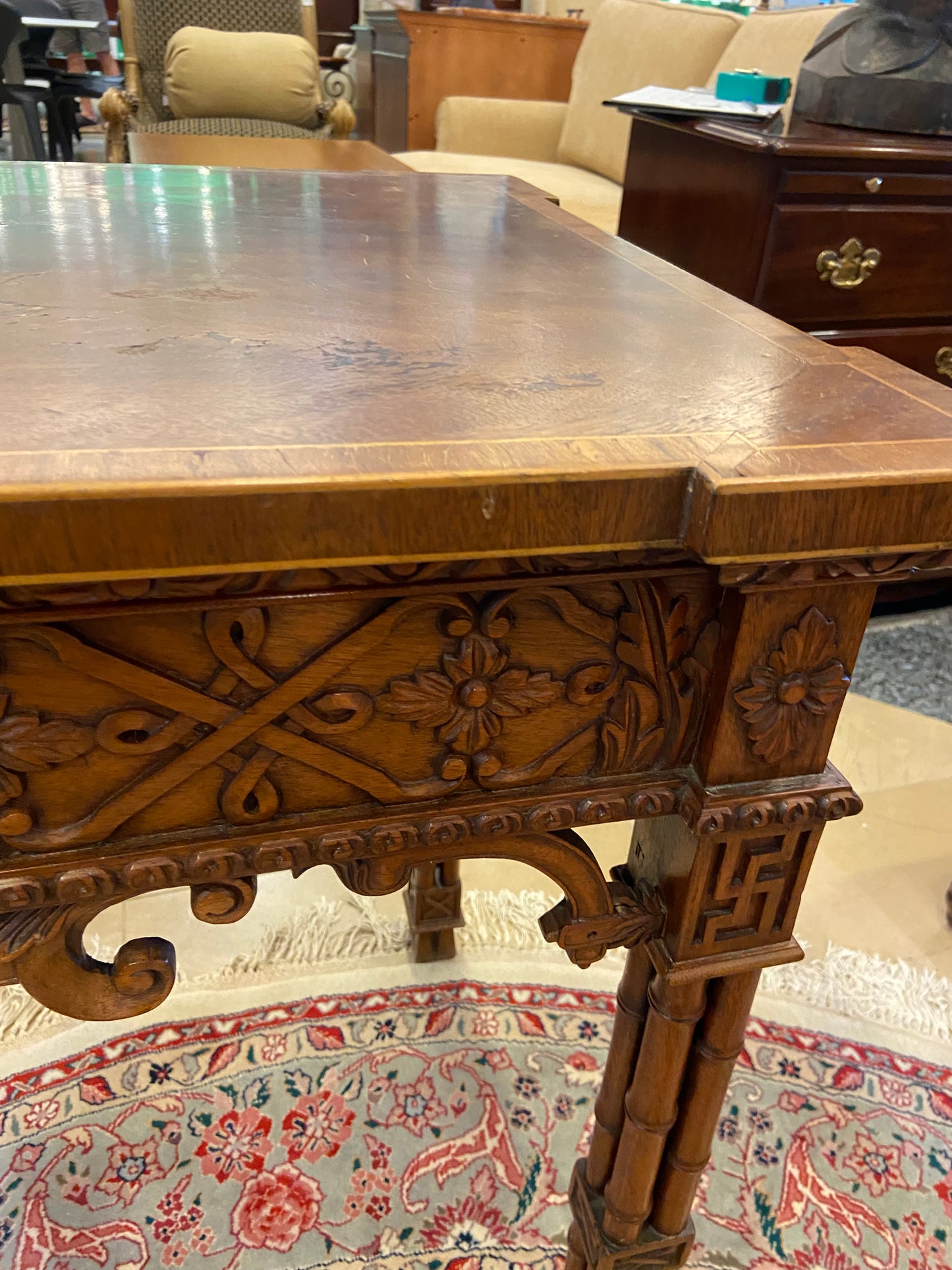 Antique 1800s Chinese Chippendale Desk/Console (LS1W8B)