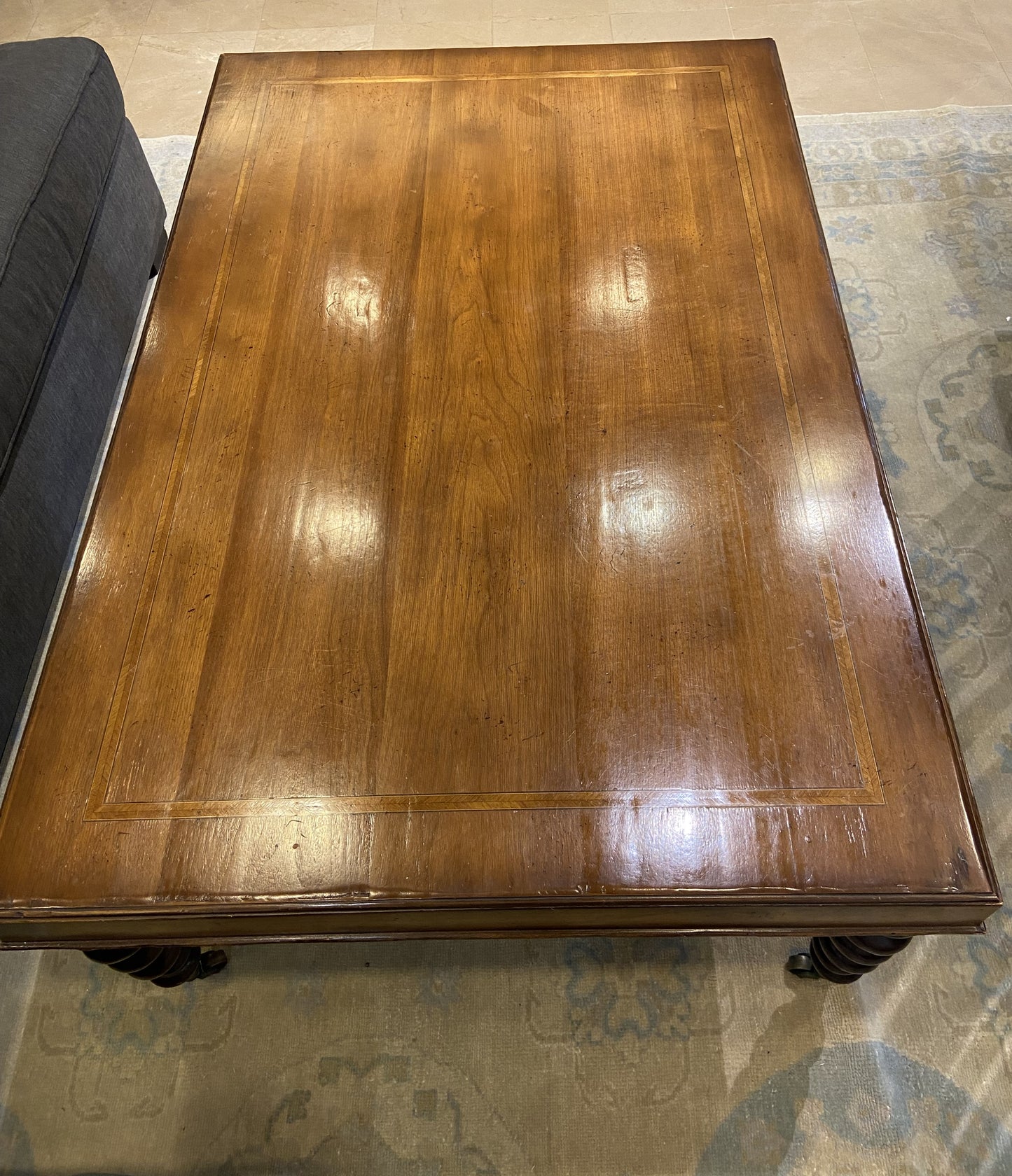 Baker Inlaid Turned Leg Coffee Table (6AVYD4)