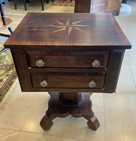 Antique Work/Sewing Table with Star Inlay AS IS (V4HGT1)