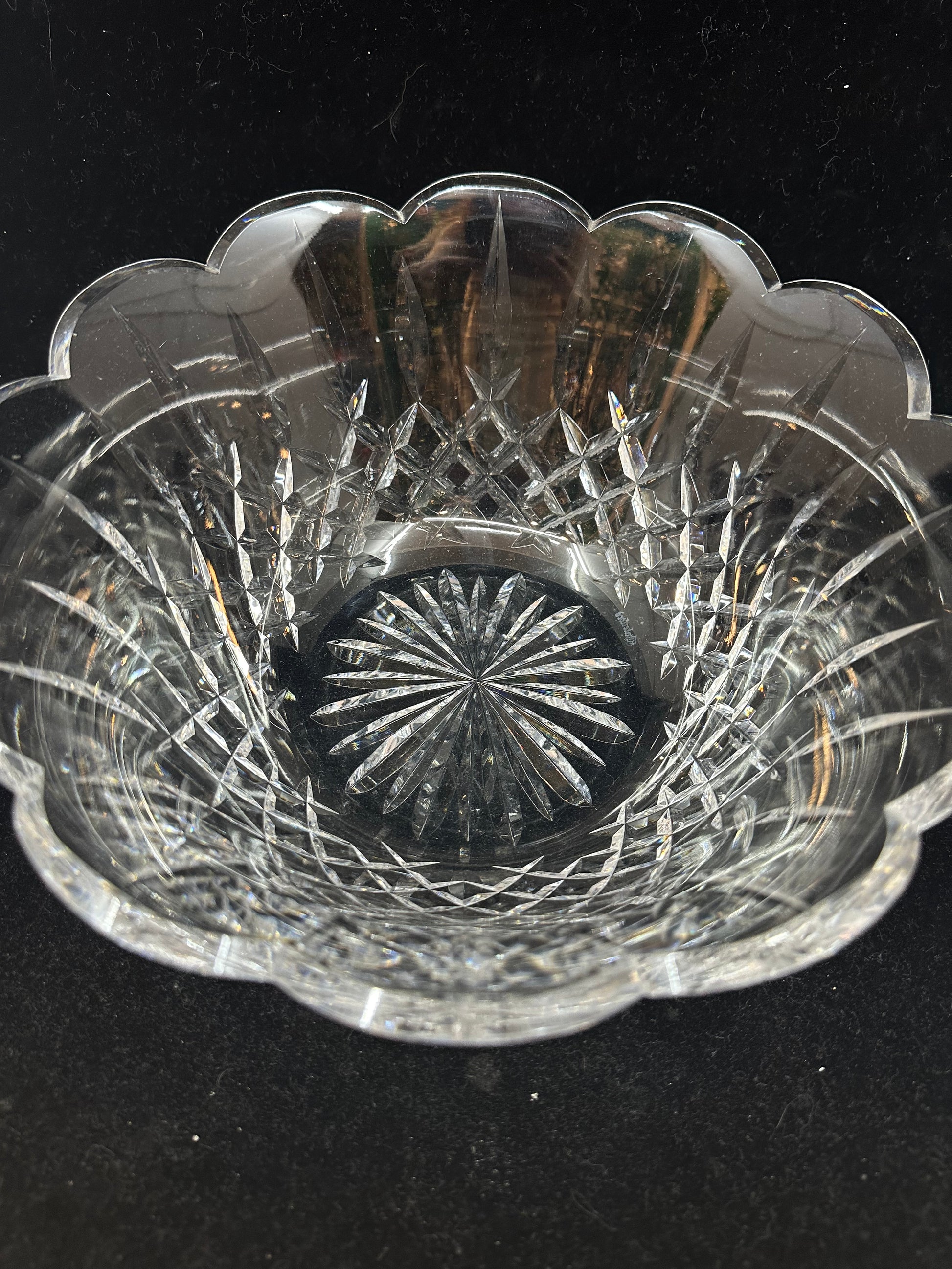 Waterford Crystal Bowl Lismore Vintage Scalloped Edge 9 x 4