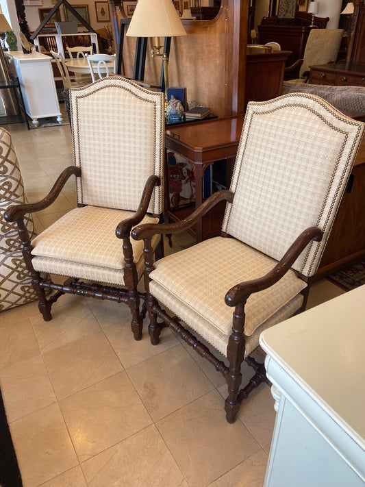Pr. Cream Upholstered Master Chairs (FKVS4Y)
