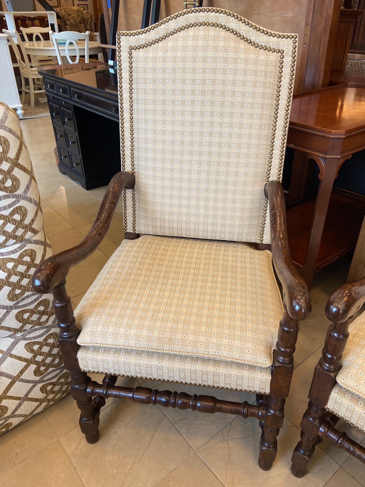 Pr. Cream Upholstered Master Chairs (FKVS4Y)