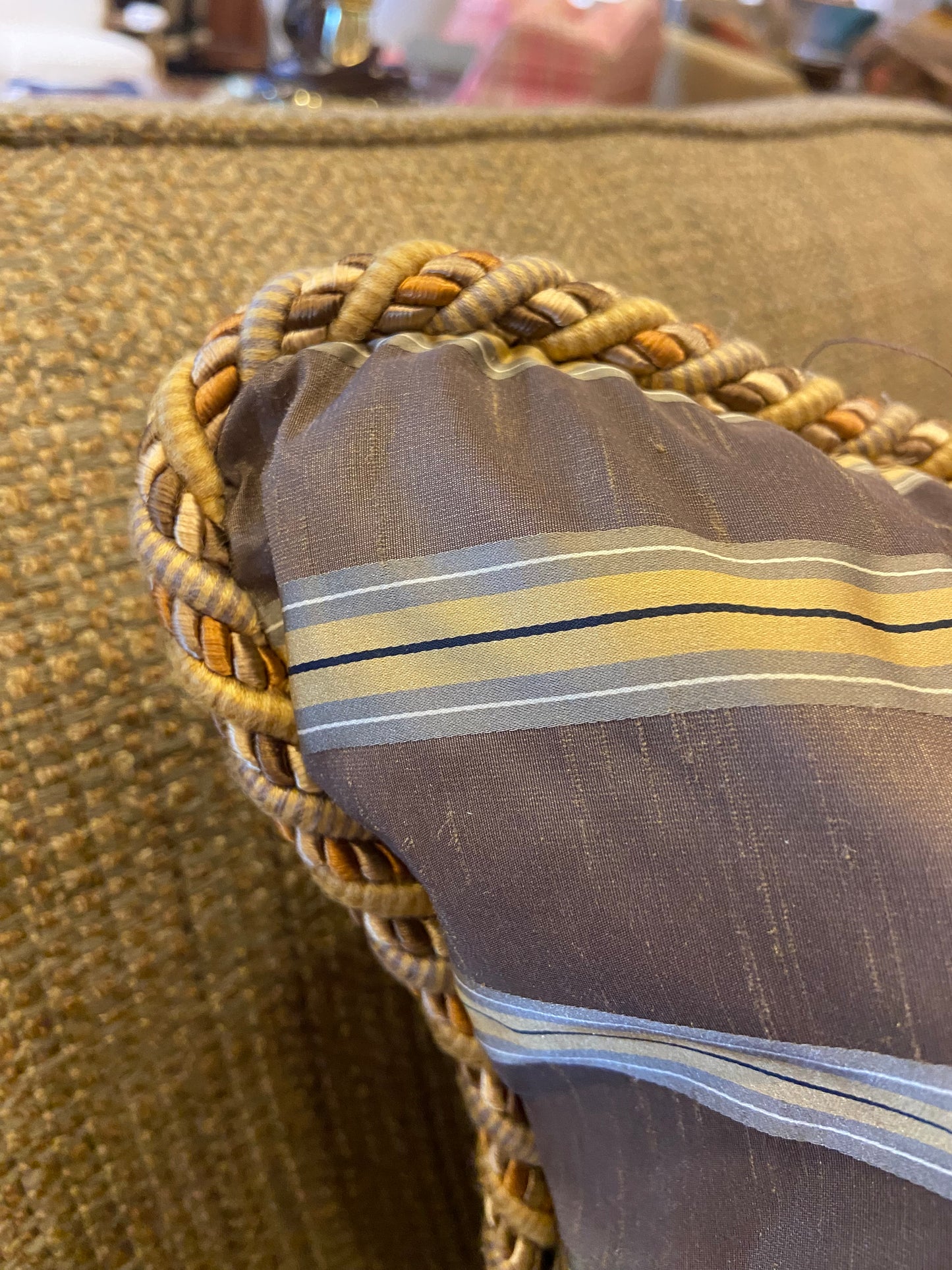 Pair of Stripped Silk Pillows (5GJBPZ)