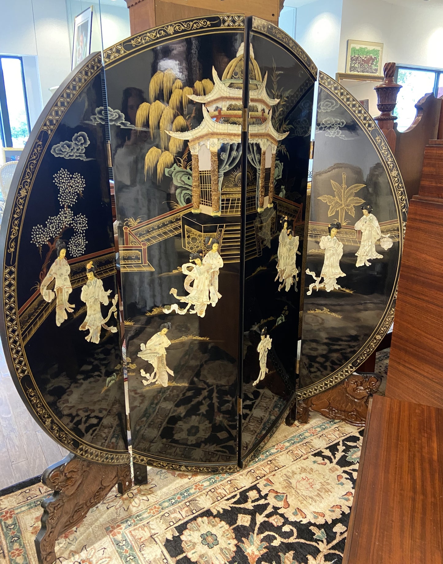 Round Chinoiserie Room Divider Screen (UDGRLJ)