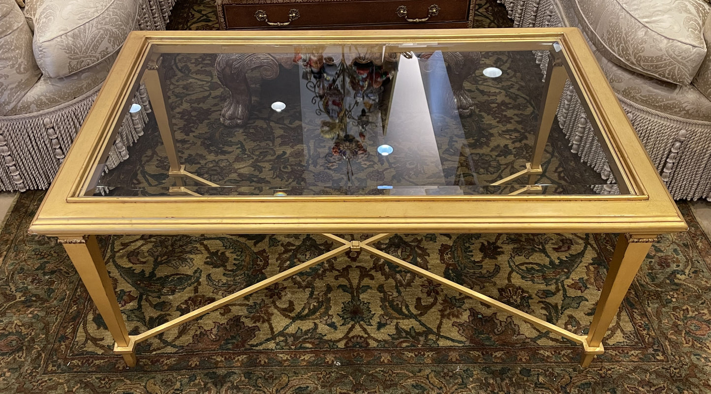 Hickory Chair Bristol Gold Leaf and Glass Coffee Table (KSE2TK)