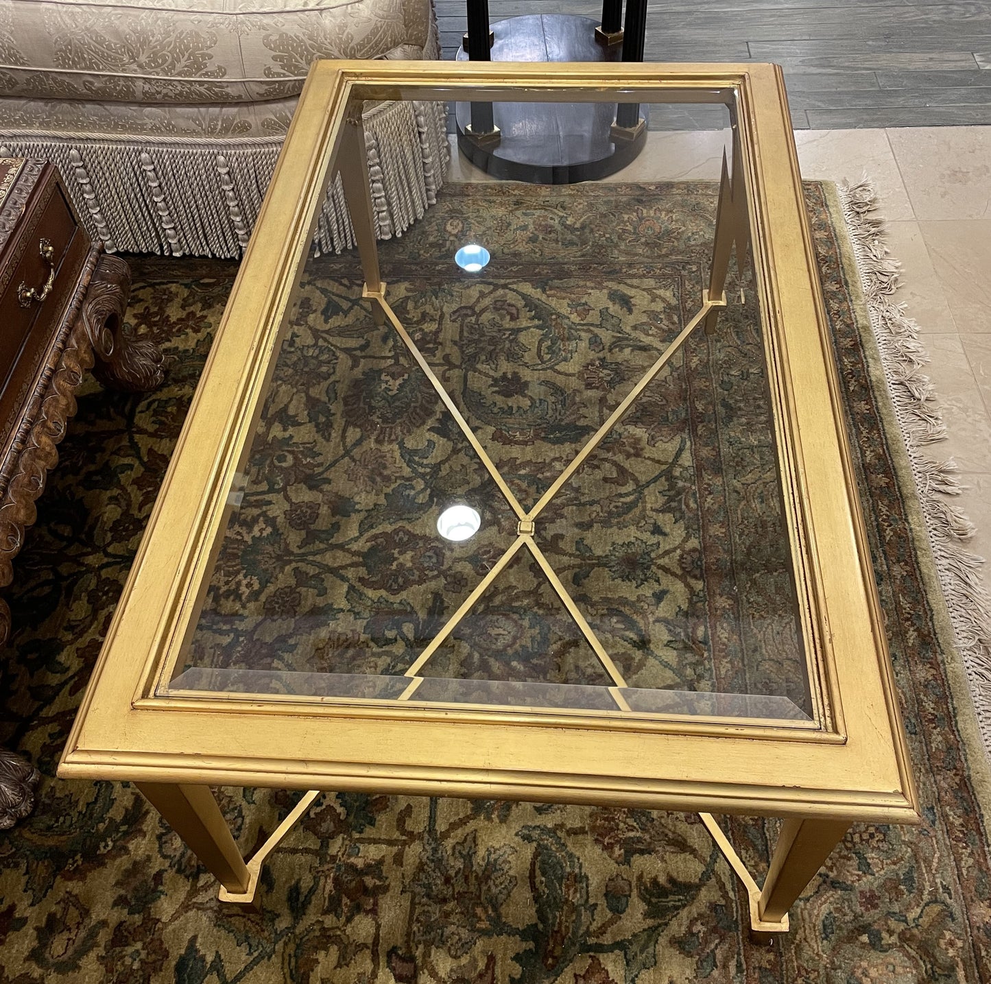 Hickory Chair Bristol Gold Leaf and Glass Coffee Table (KSE2TK)