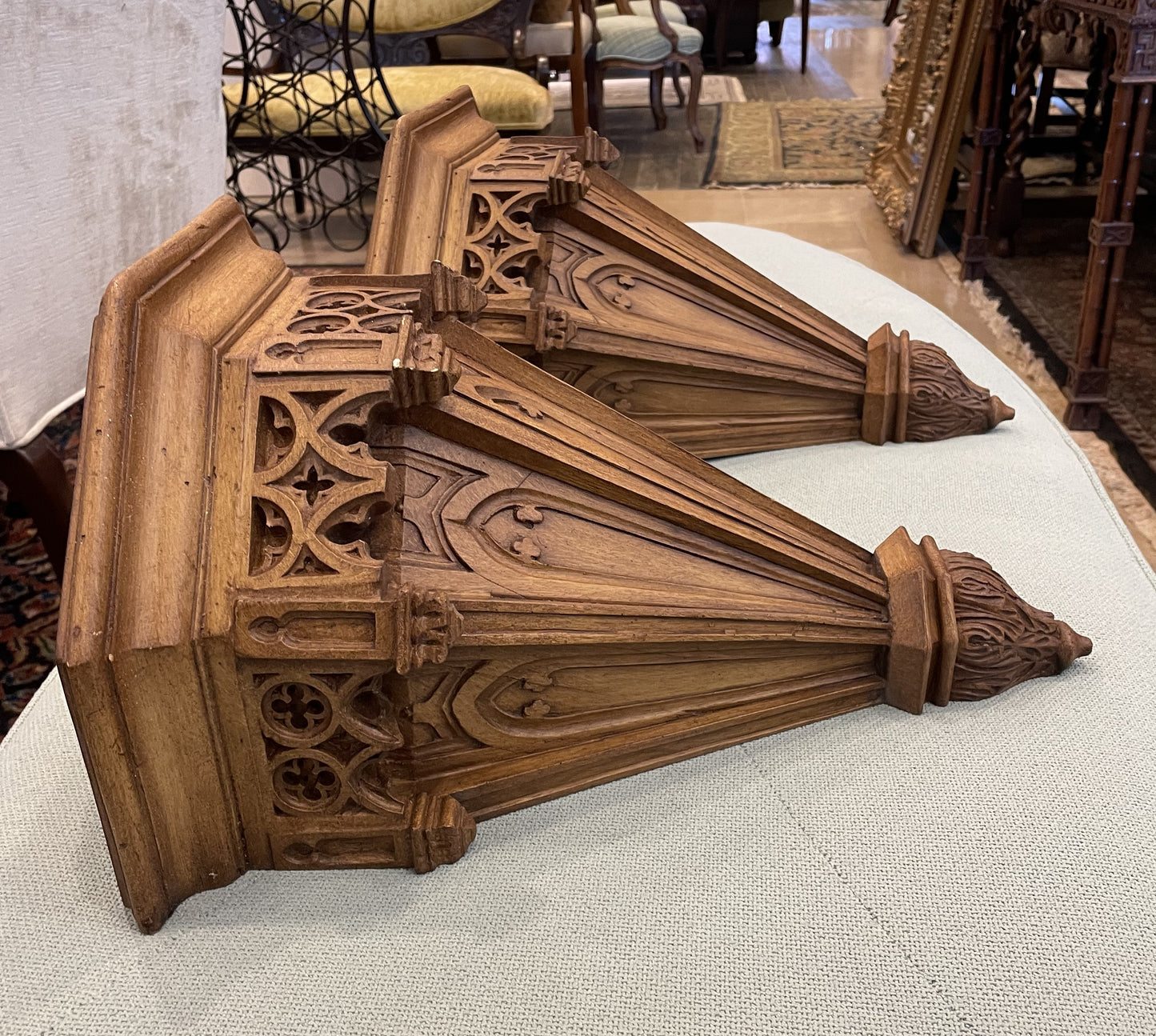 Pair of Gothic Revival Molded Wall Sconces (SQPSYF)