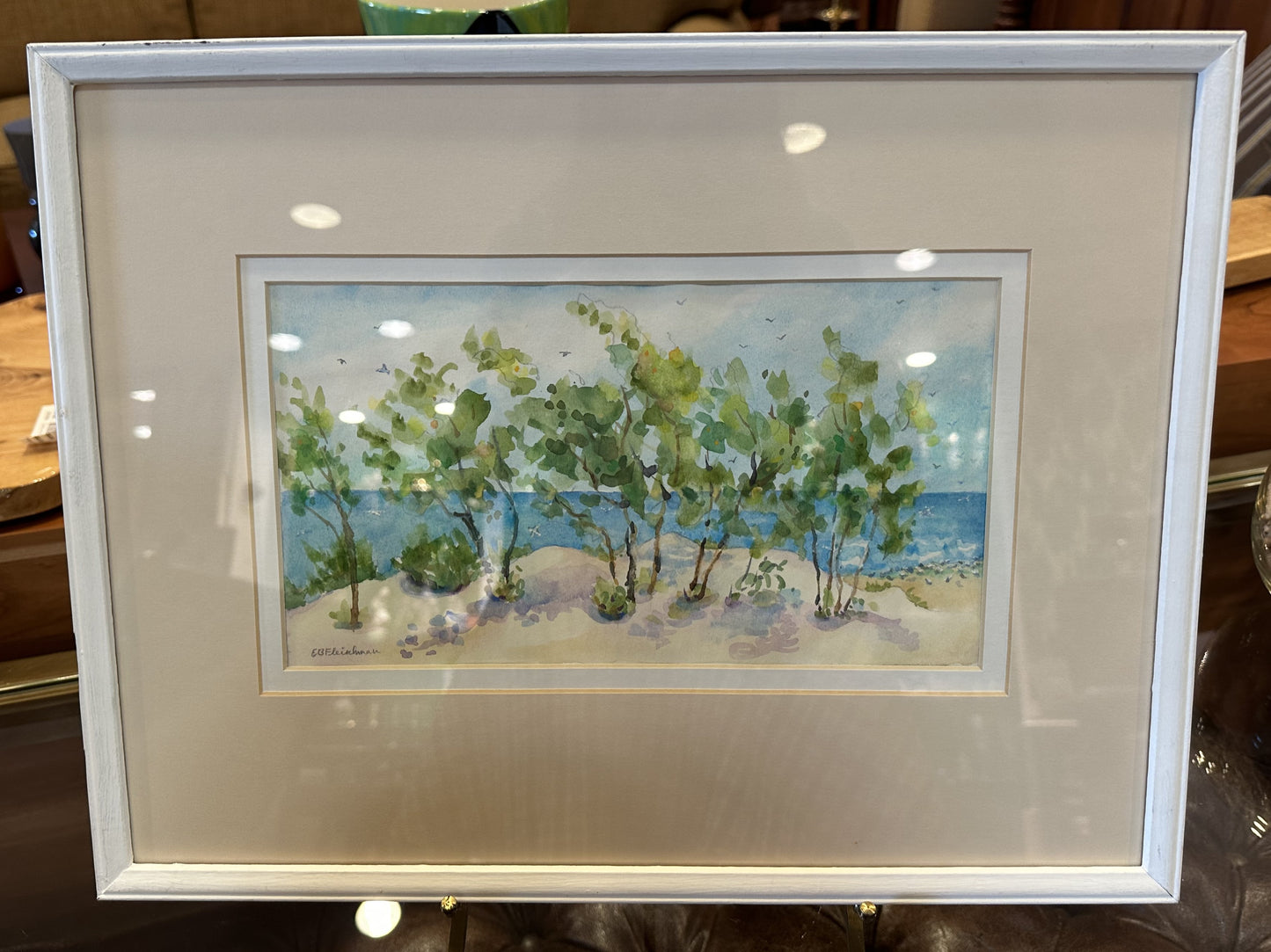 EB Fleishman "Down to the Beach" Watercolor Beach Scene (T5HQ1J)