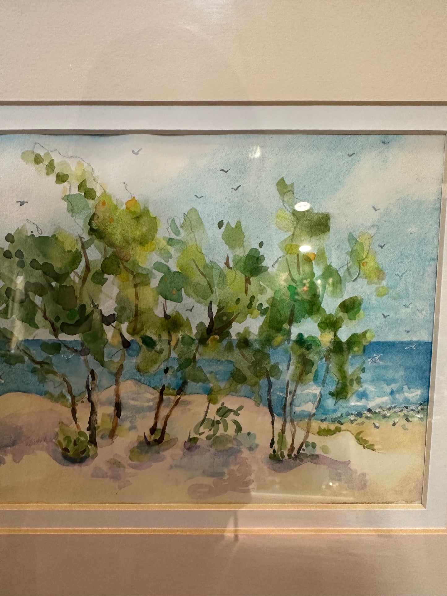 EB Fleishman "Down to the Beach" Watercolor Beach Scene (T5HQ1J)