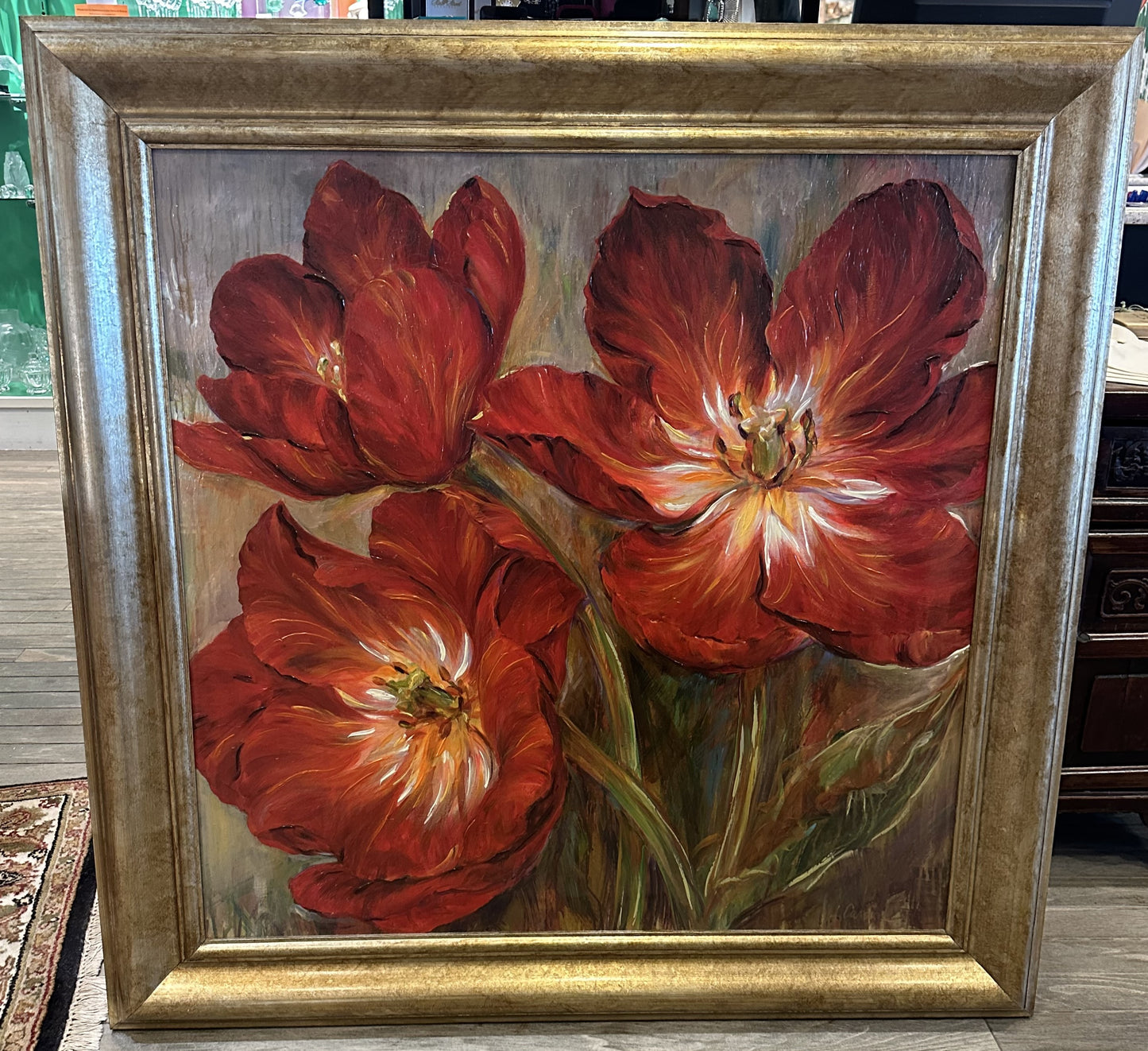 Ethan Allen "Flamenco Reds" Framed Art (E3T17W)