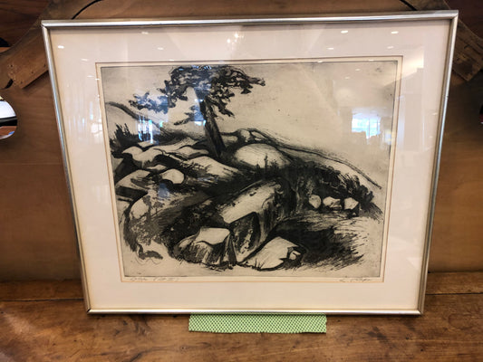 Letterio Calapai Framed Etching "Ledges"