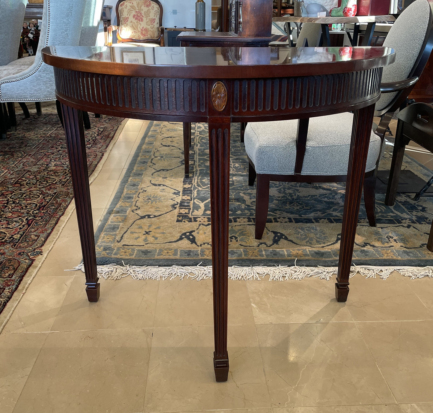 Mahogany Demilune Table AS IS (HWAVHX)