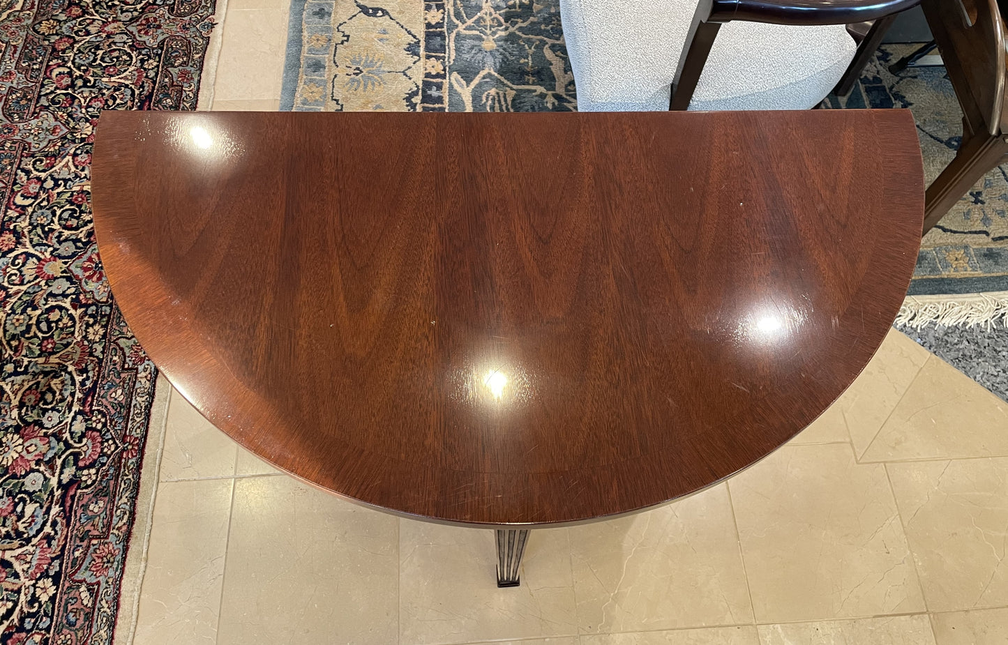 Mahogany Demilune Table AS IS (HWAVHX)